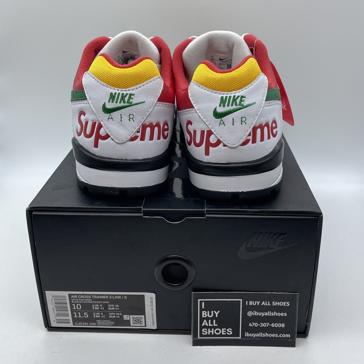 Size 10 - Nike Supreme x Air Cross Trainer 3 Low White University Gold