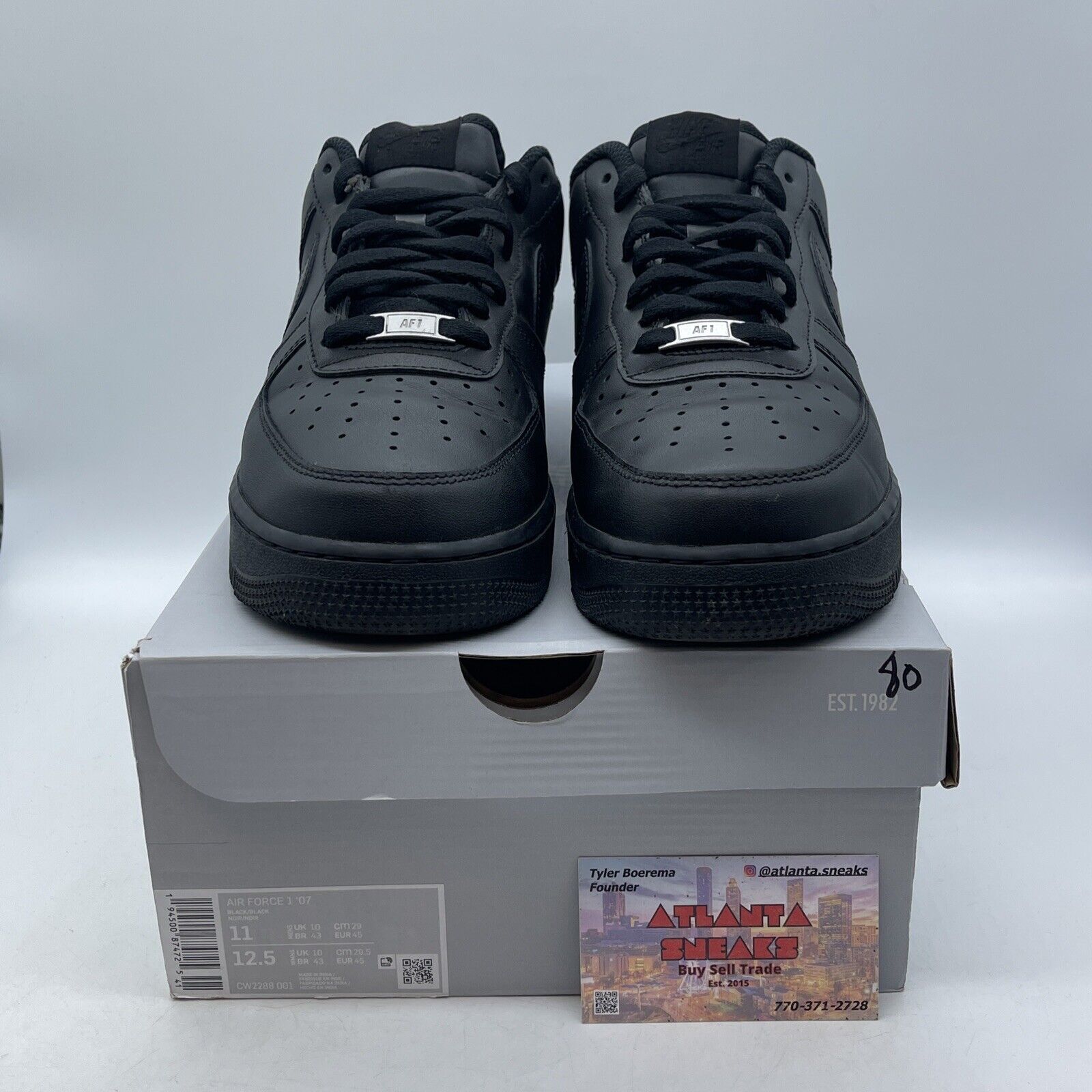 Size 11 - Nike Air Force 1 '07 Low Triple Black Leather (CW2288-001)
