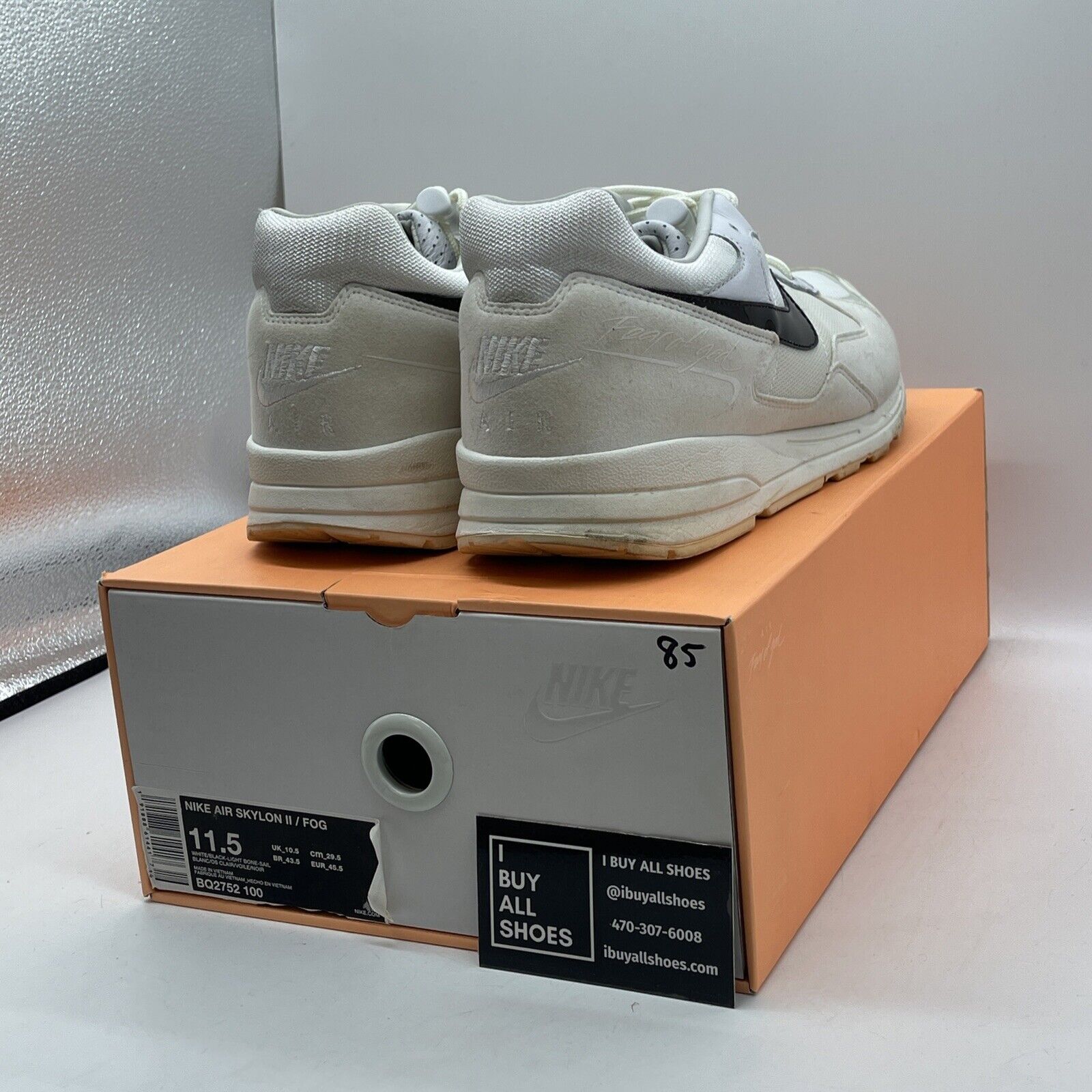 Size 11.5 - Nike Fear Of God x Air Skylon 2 White Suede Leather (BQ2752-100)