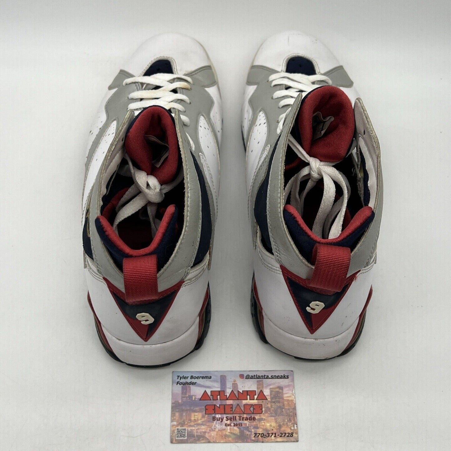 Size 11 - Air Jordan 7 Retro 2012 Olympic White Navy Red Gold Leather Used