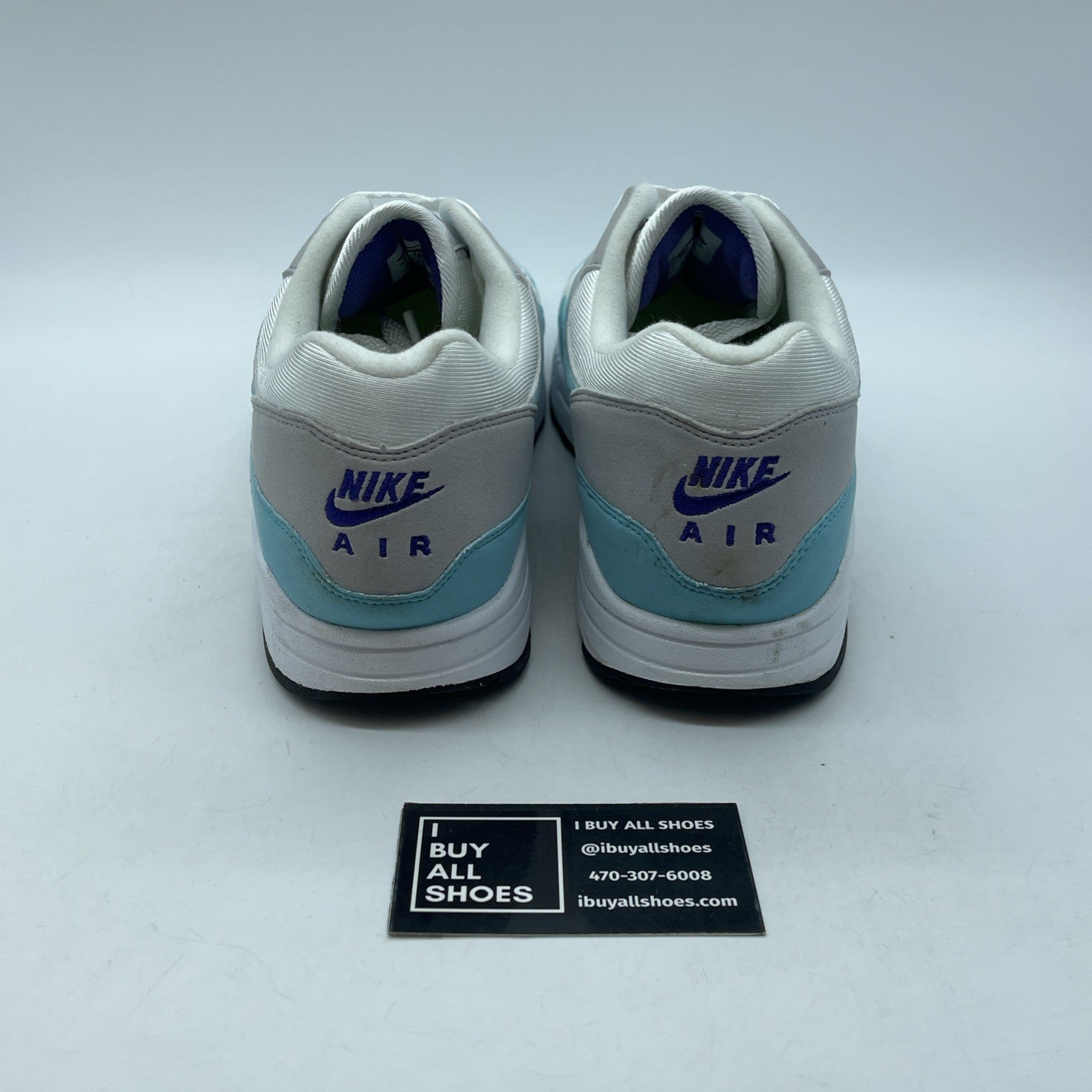 Size 11.5 - Nike Air Max 1 OG Anniversary Aqua Grey White Suede (908375-105)
