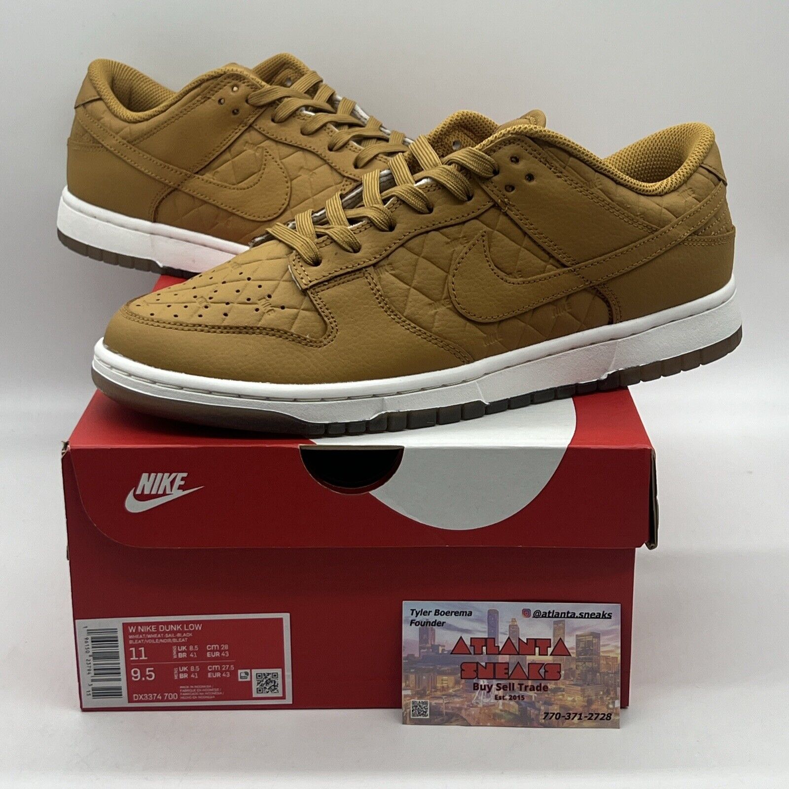 Women's Nike Dunk Low Wheat Quilted Gum Light Brown Sail White DX3374-700 Sz 11