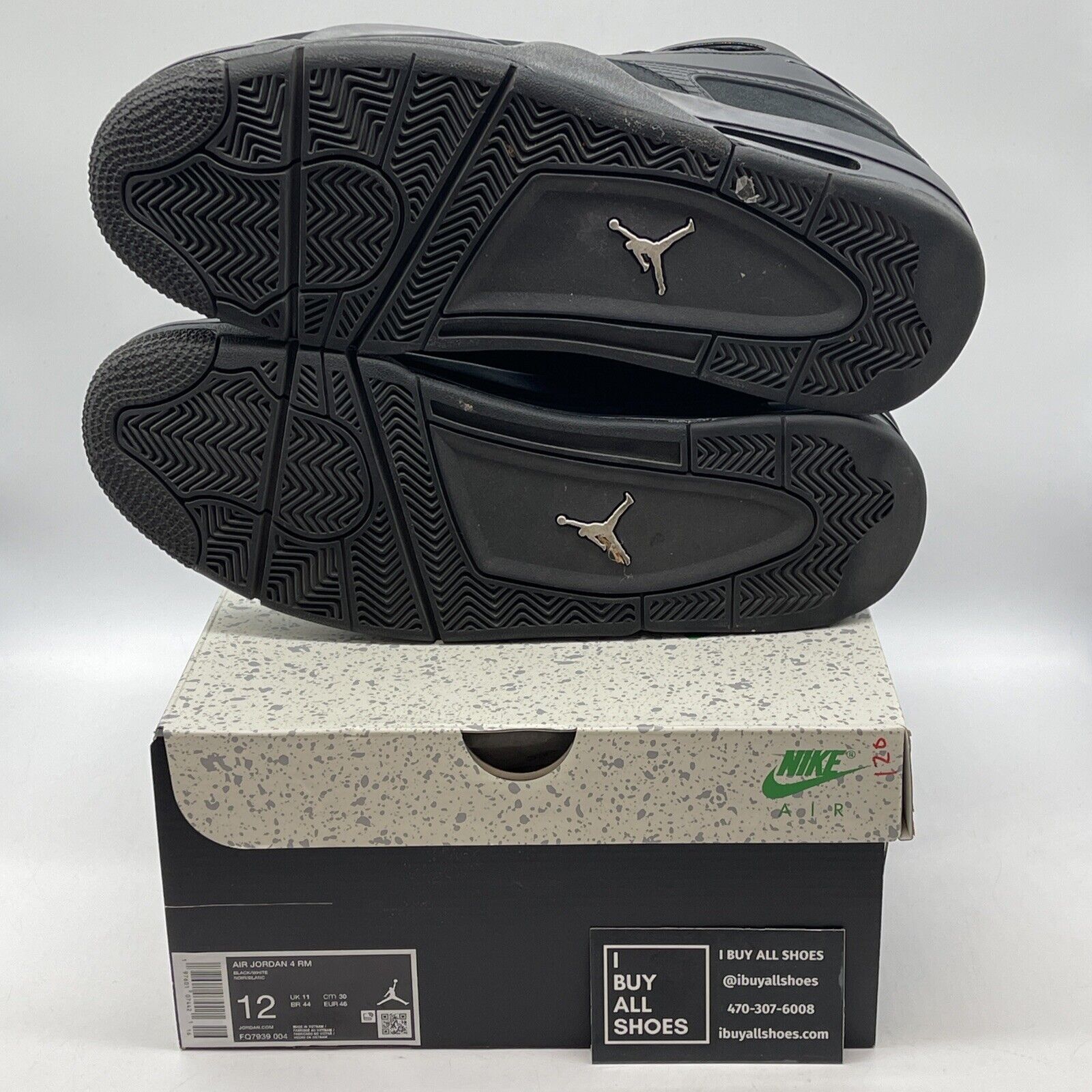 Size 12 - Jordan 4 Retro Mid Black Cat White Suede Rubber (FQ7939-004)