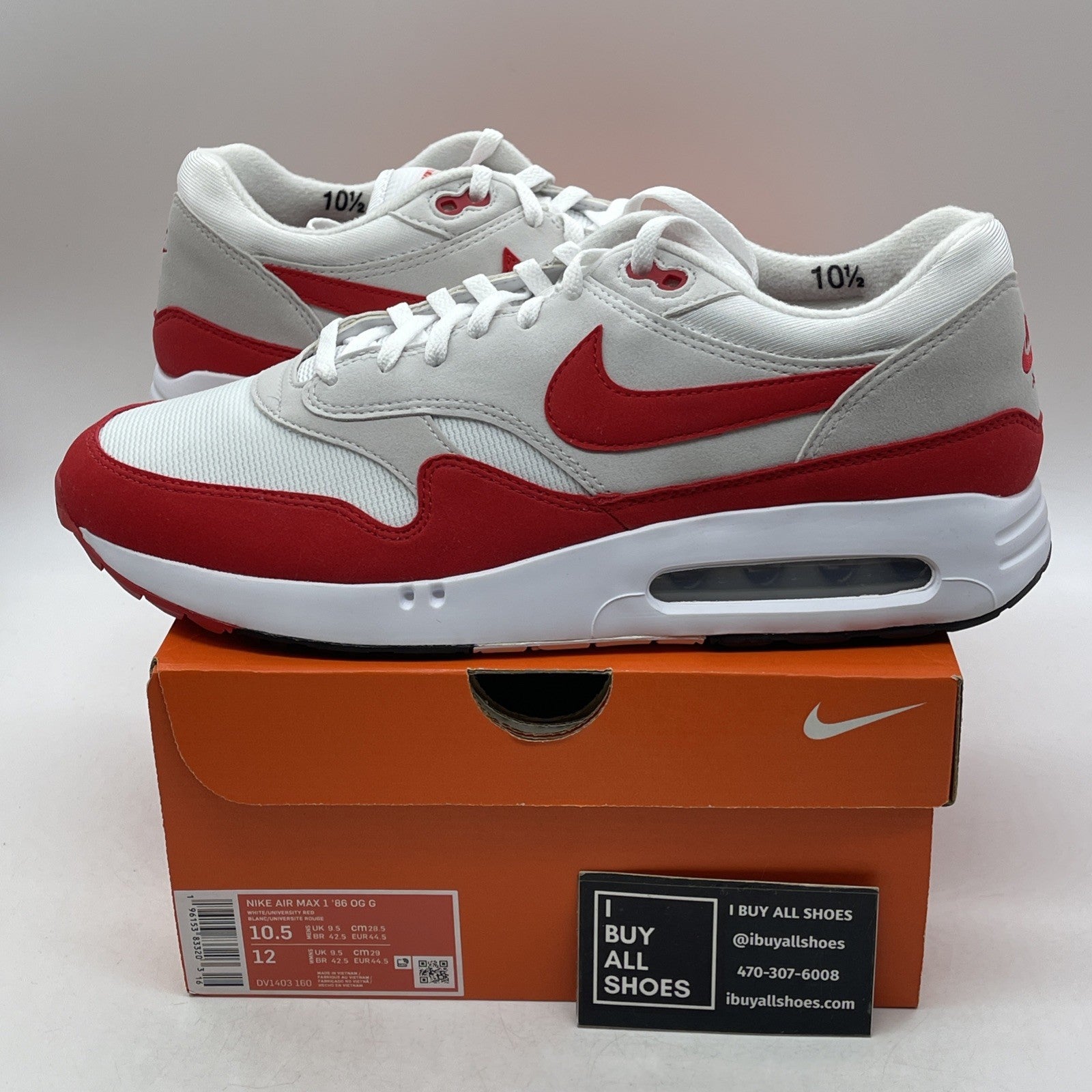 Size 10.5 - Nike Air Max 1 '86 OG Golf Big Bubble Red (DV1403-160)