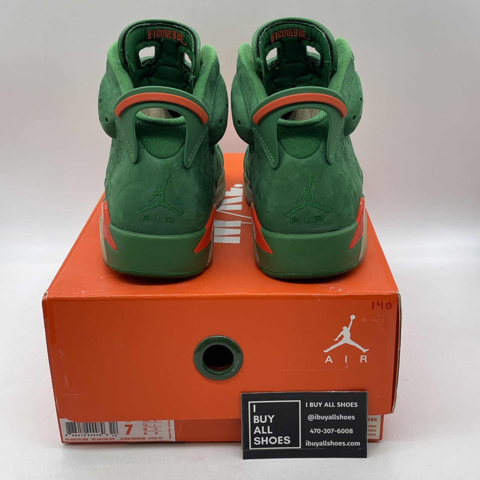 Size 7 - Air Jordan 6 Retro NRG Green Suede Gatorade (AJ5986-335)