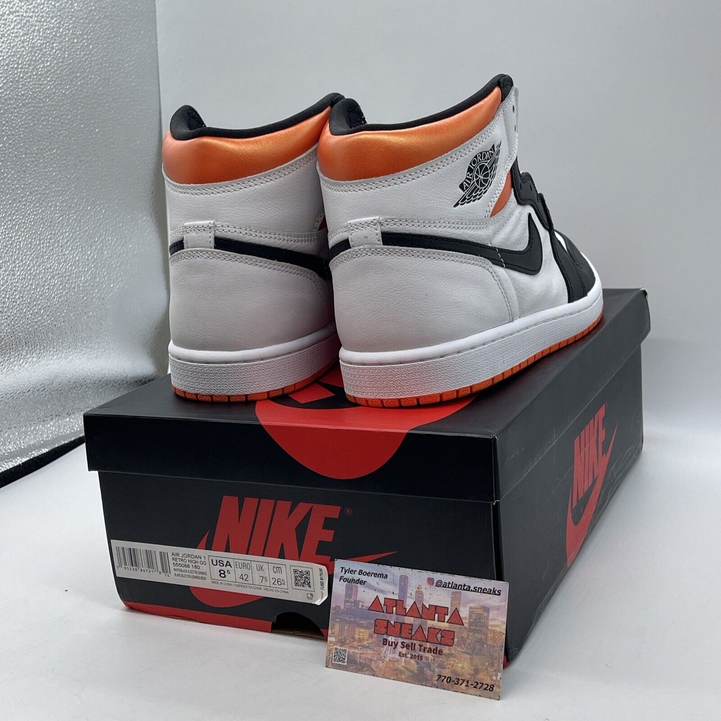 Size 8.5 - Jordan 1 Retro High Electro Orange Black Leather (555088-180)