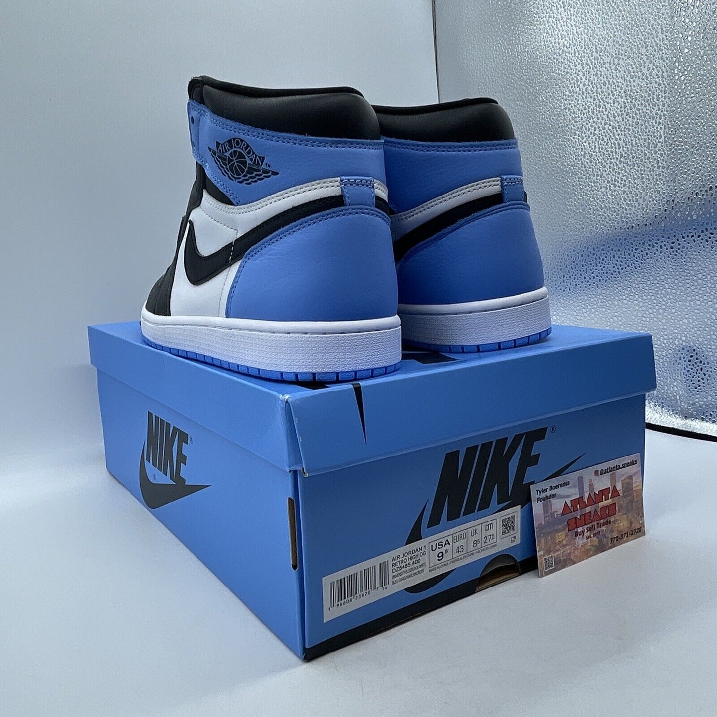 Size 9.5 - Jordan 1 Retro OG High UNC Toe White Blue Black Leather (DZ5485-400)