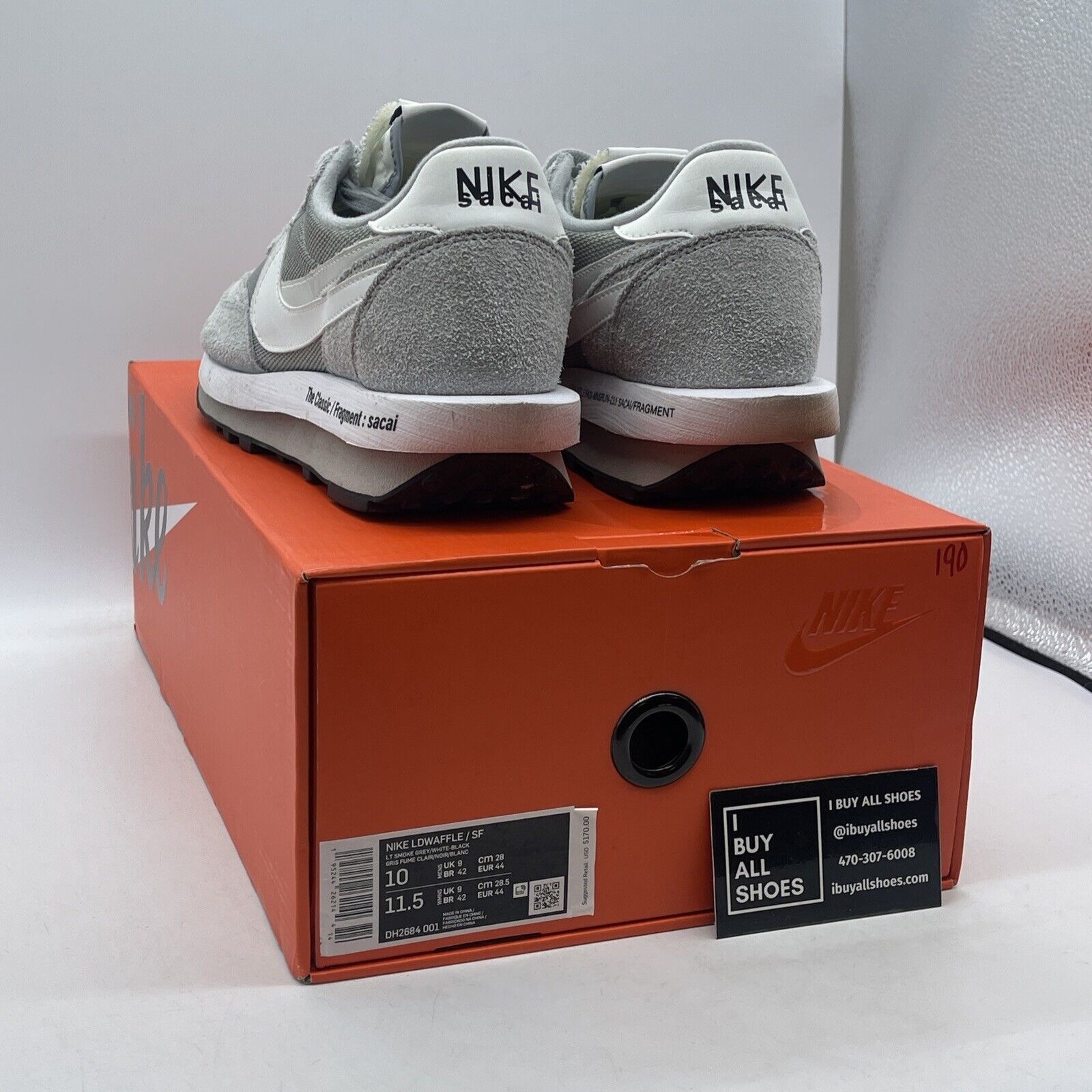 Size 10 - Nike LDV Waffle x Fragment Design x Sacai Gray Suede (DH2684-001)