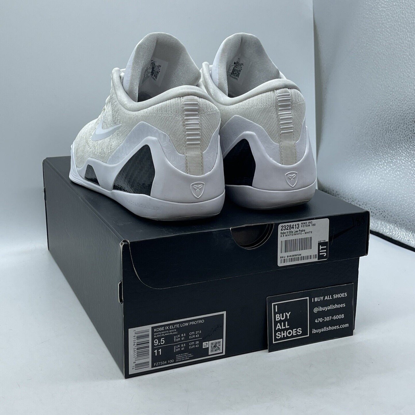 Size 9.5 - Nike Kobe 9 Elite Protro Low Halo White Black Suede (FZ7334-100)