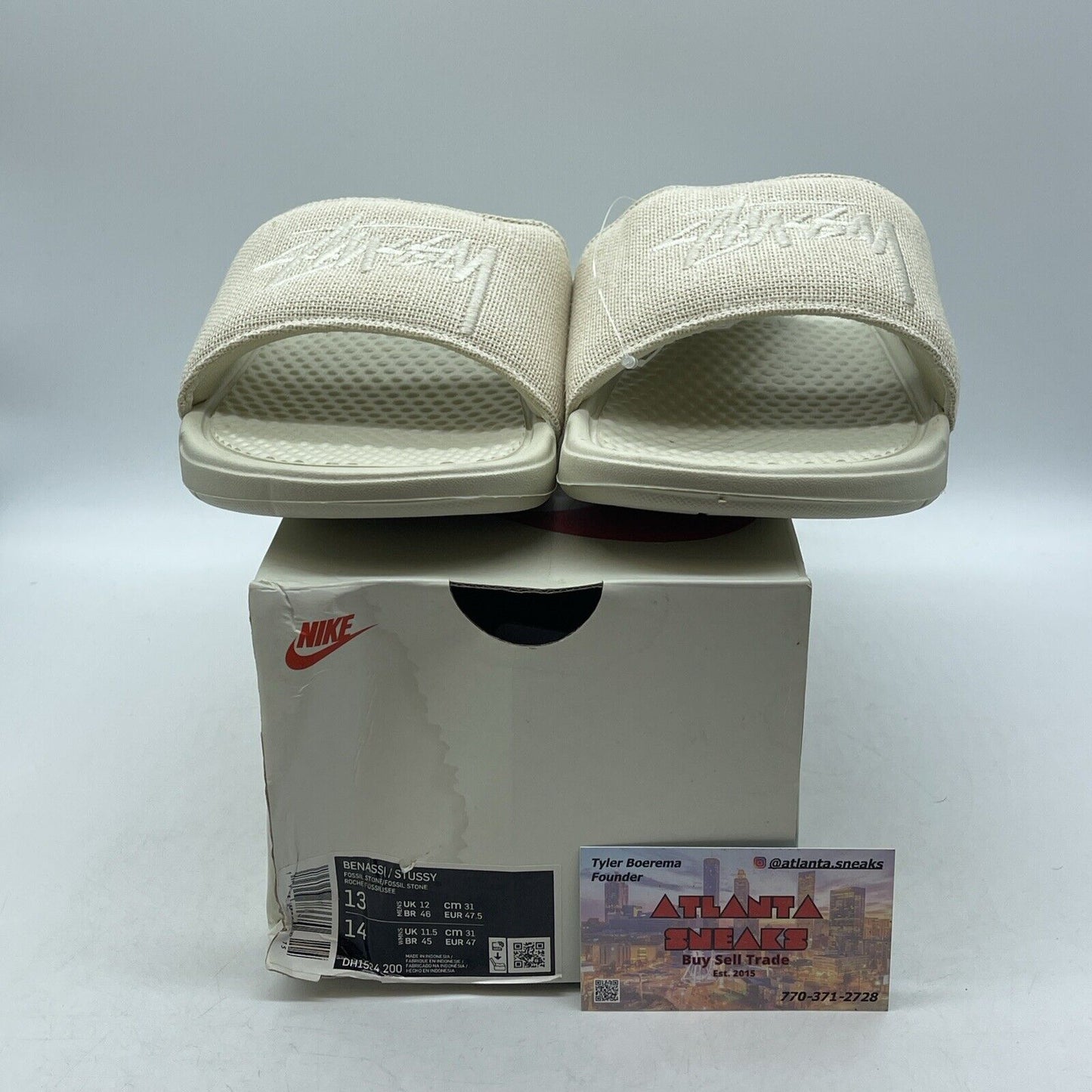 Size 13 - Stuzzy X Benassi Fossil Stone Tan White (DH1584-200)