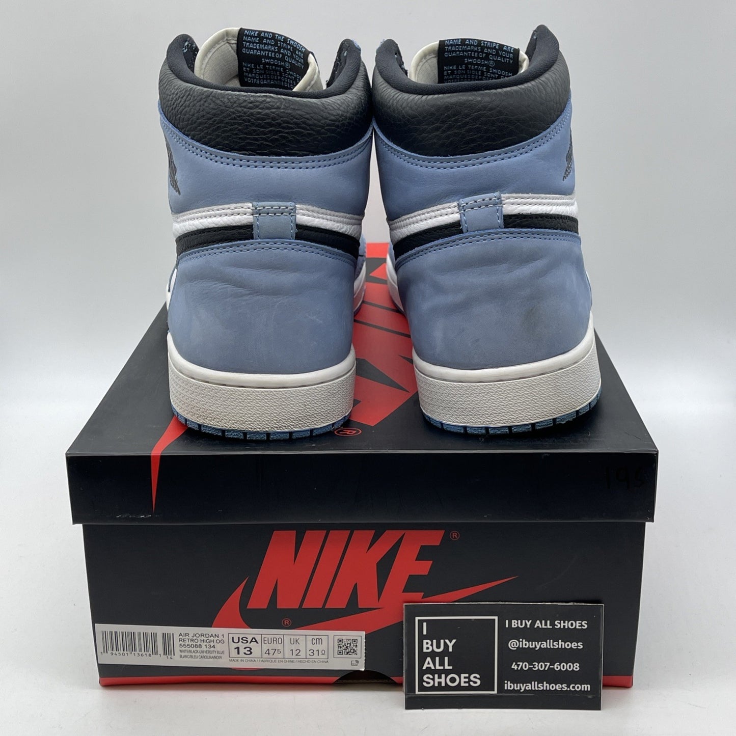 Size 13 - Jordan 1 Retro OG High University Blue White Suede (555088-134)