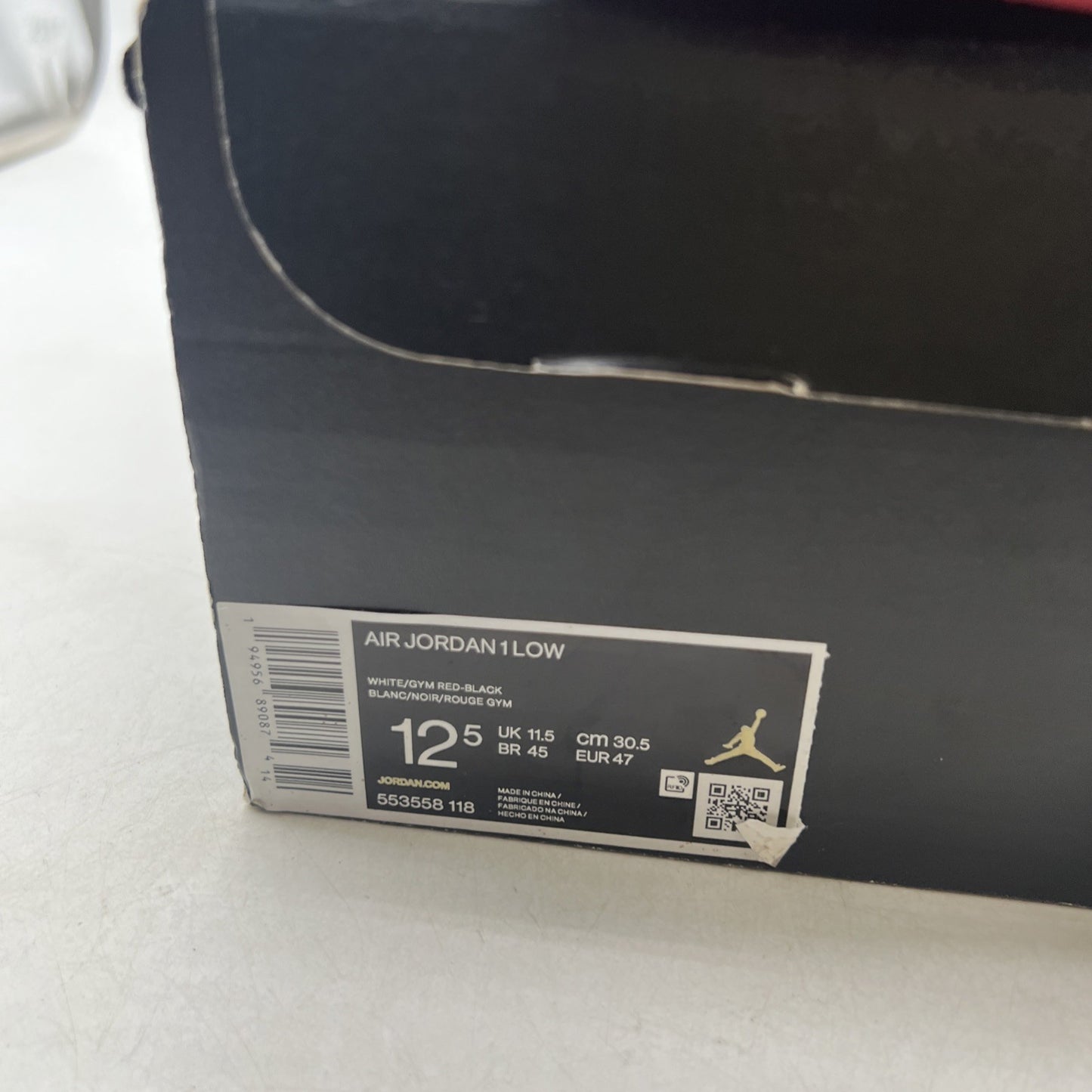 Size 12.5 - Air Jordan 1 Low White University Red (553558-118)