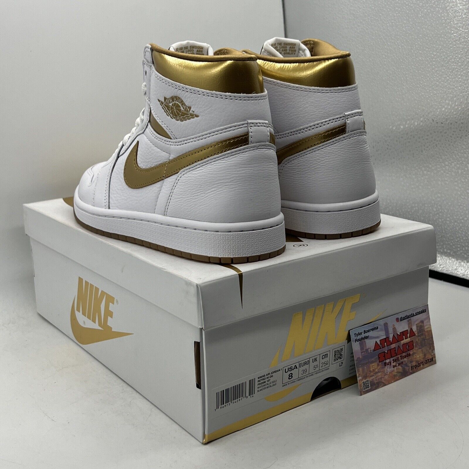 Size 8 - Air Jordan 1 Retro OG High Metallic Gold W White Leather  (FD2596-107)