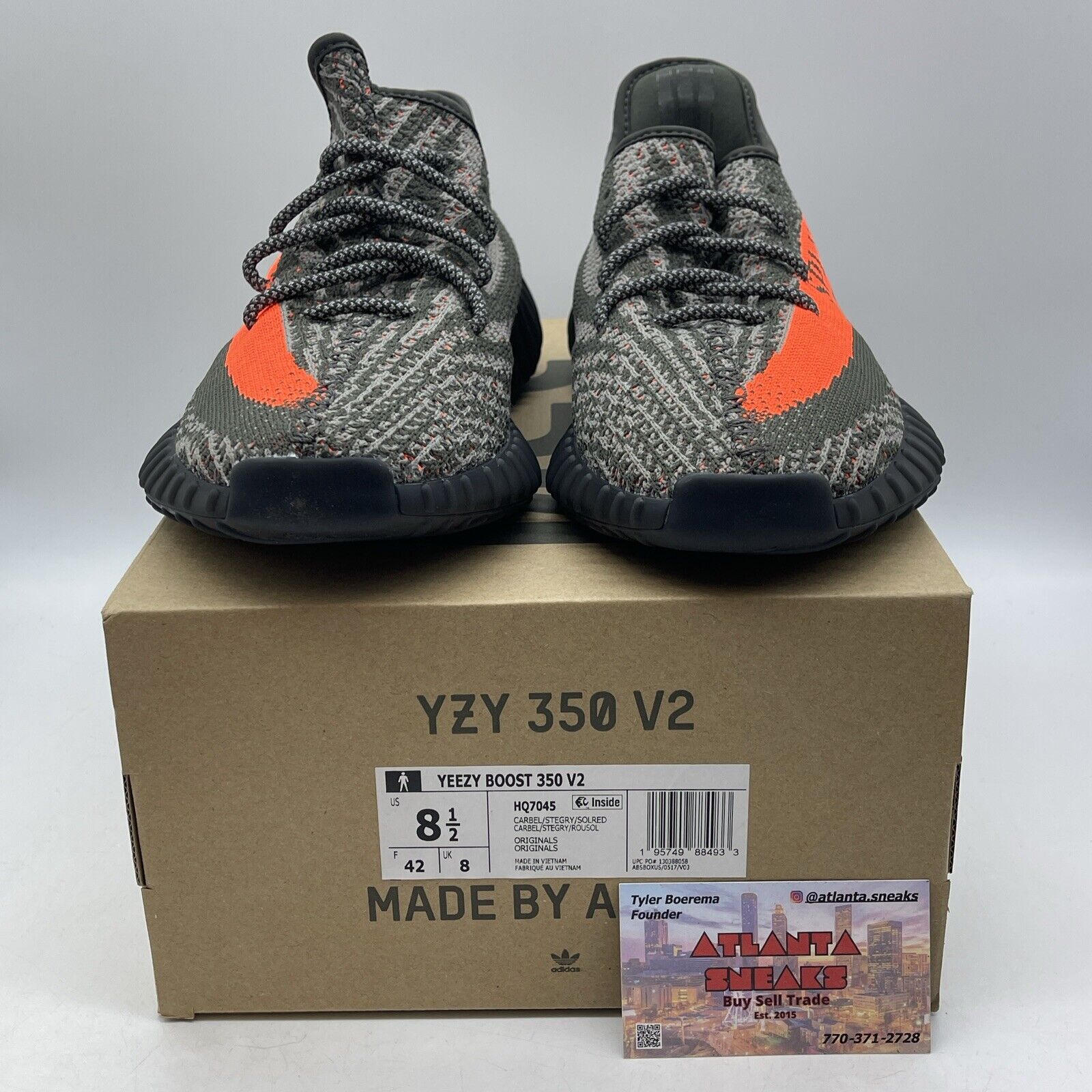 Size 8.5 - adidas Yeezy Boost 350 V2 Low Carbon Beluga Green Black (HQ7045)