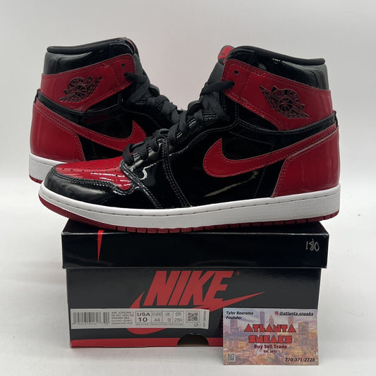 Size 10 - Jordan 1 Retro OG High Patent Bred Black White Red (555088-063)