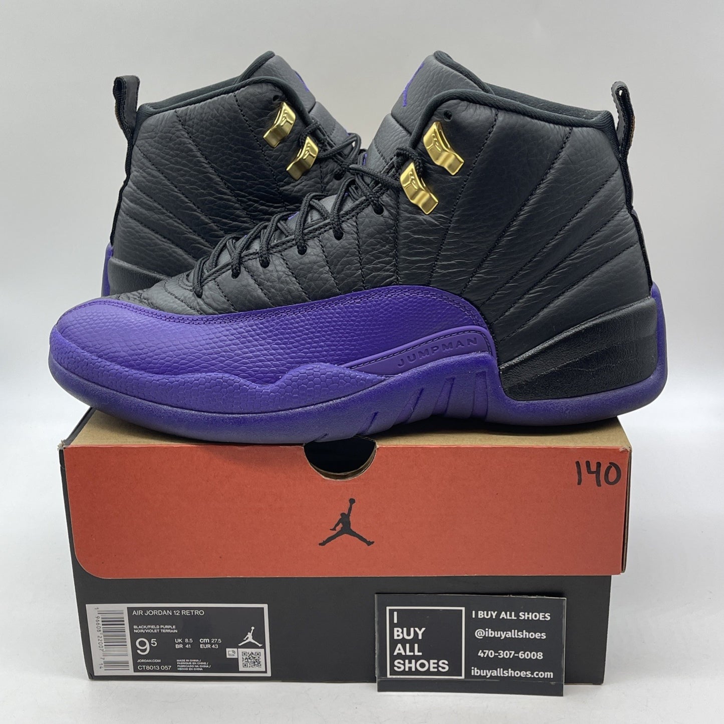 Size 9.5 - Jordan 12 Retro Mid Field Purple Black Leather (CT8013-057)