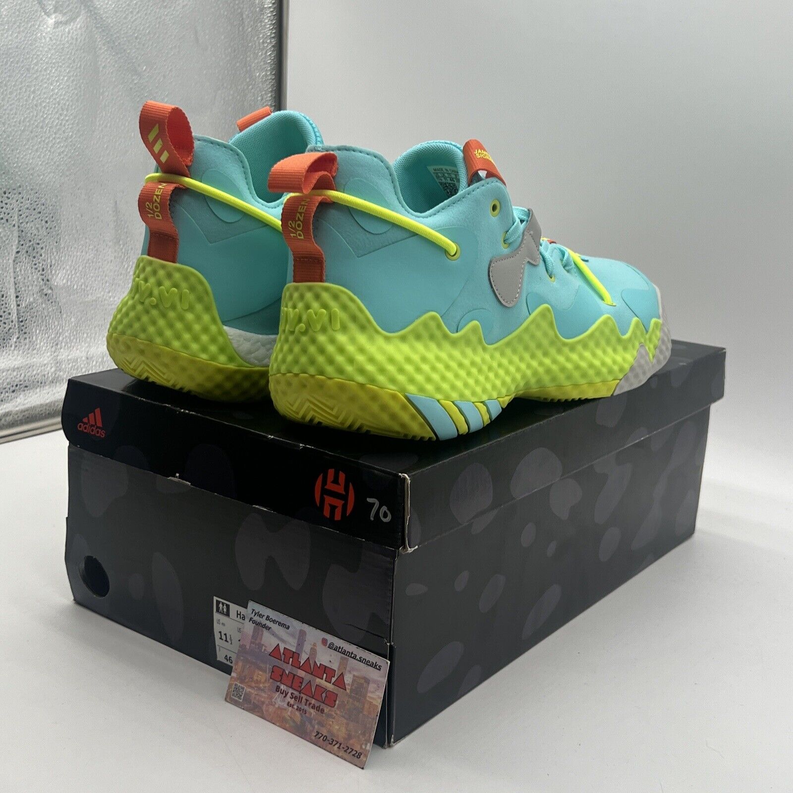 Size 11.5 - adidas Harden Vol. 6 Pulse Aqua Solar Yellow Blue (GV8703)
