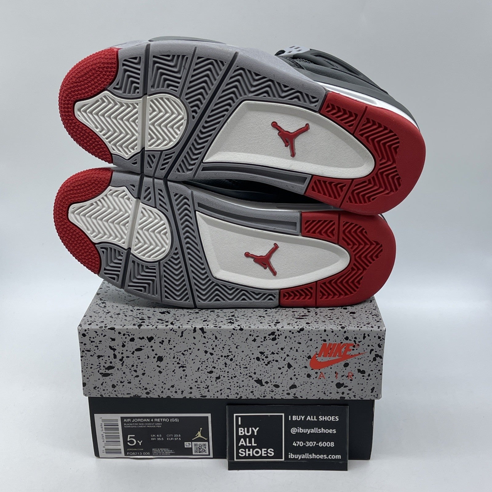 Size 5Y - Air Jordan 4 Retro Bred Reimagined Black Red Leather (FQ8213-006)