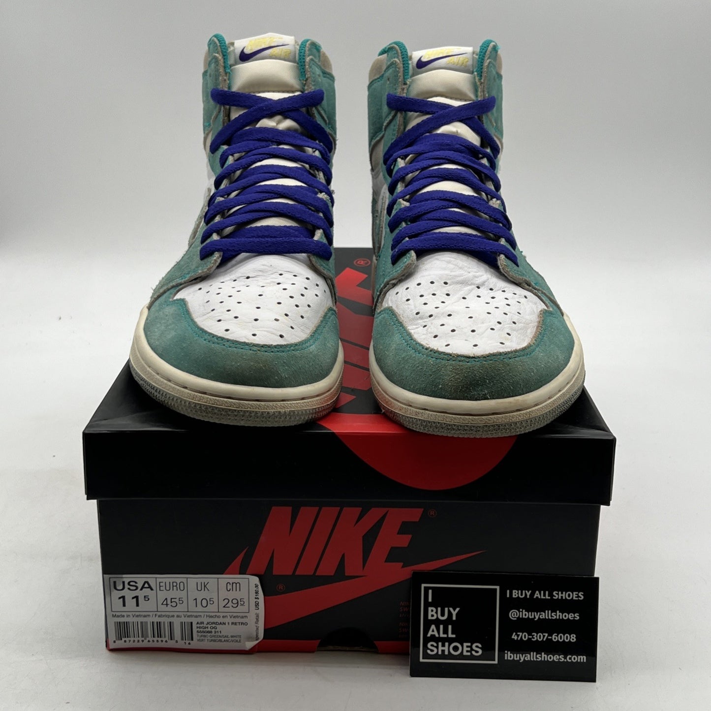 Size 11.5 - Air Jordan 1 Retro OG High Turbo Green (555088-311)