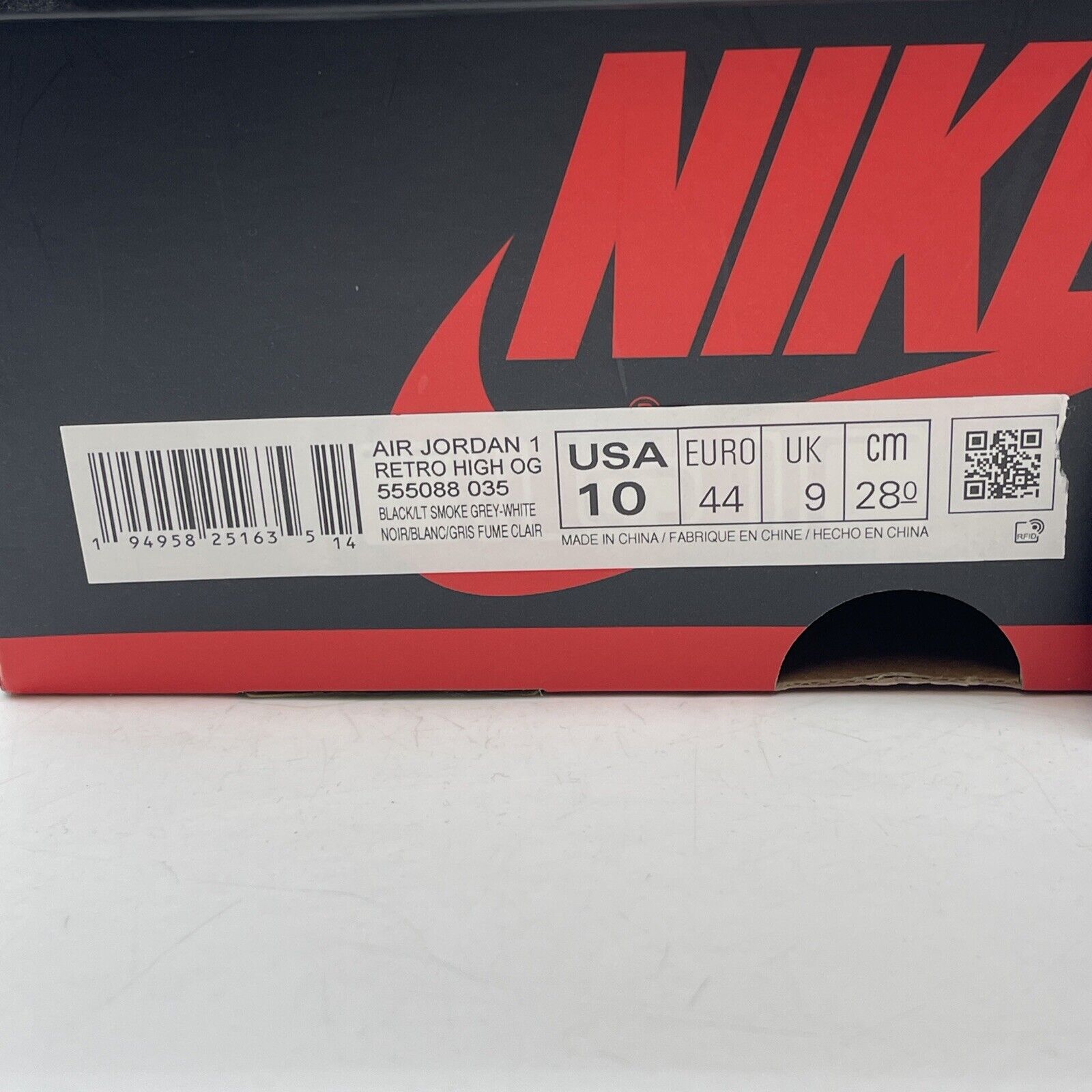 Size 10 - Jordan 1 Retro OG High Shadow 2.0 Grey Black Suede Leather (555088-035