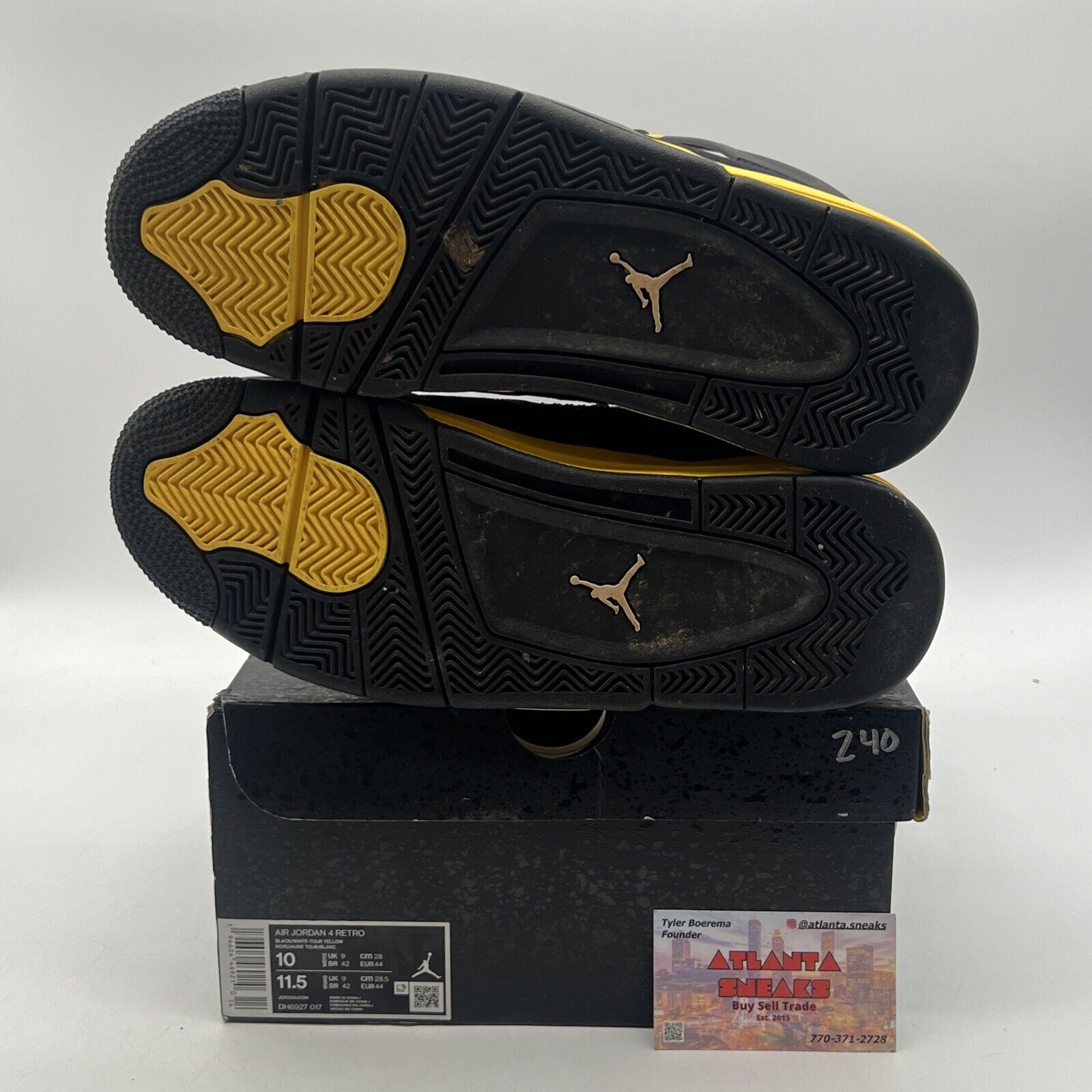 Size 10 - Jordan 4 Retro Mid Thunder Black Yellow Suede (DH6927-017)