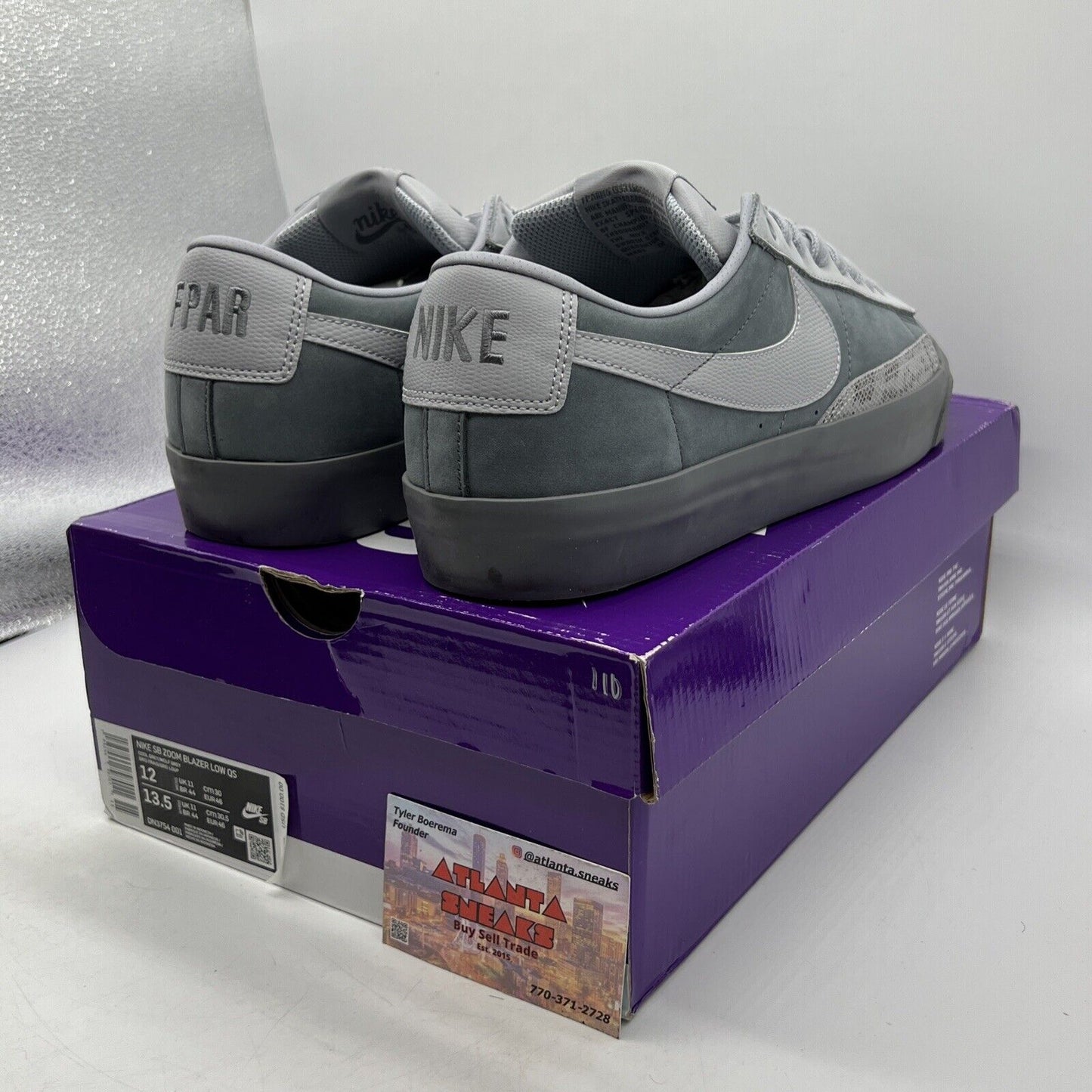 Size 12 - Nike Forty Percent Against Rights x Blazer SB Low Cool Grey DN3754-001