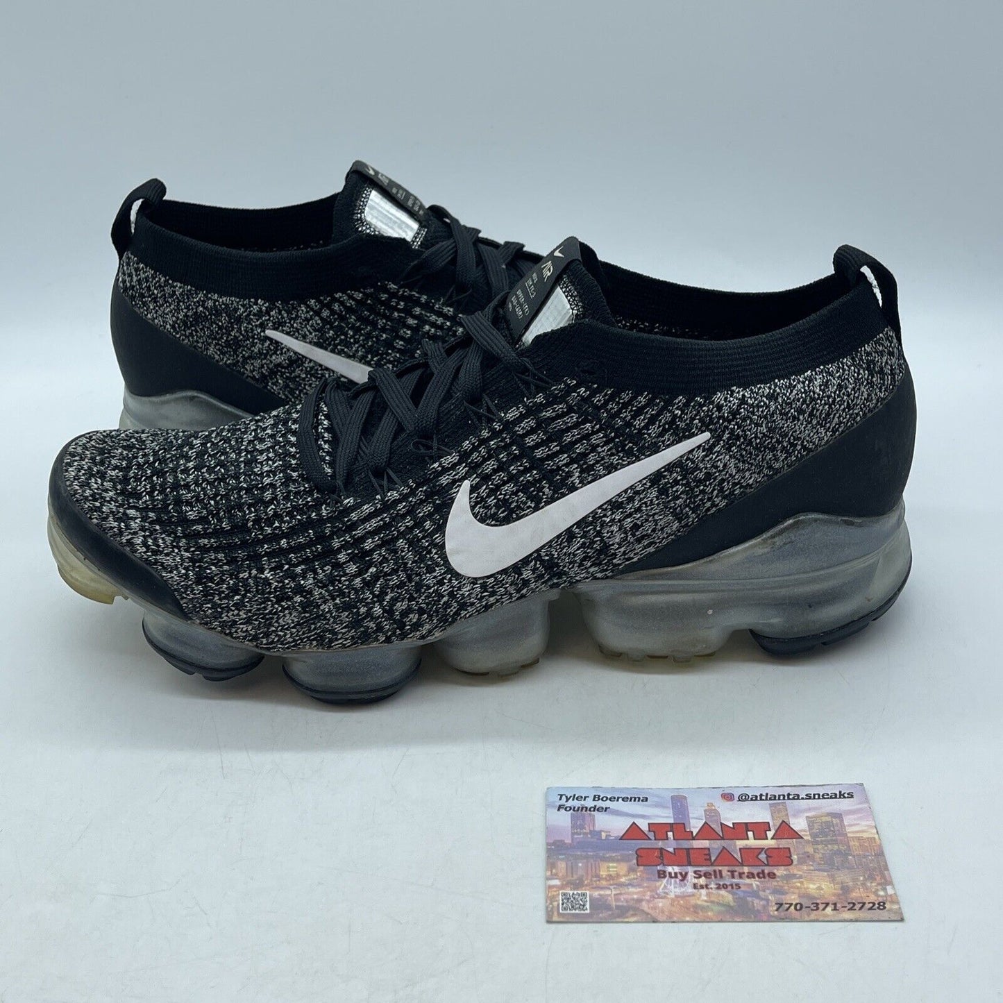 Size 9.5 - Nike Air VaporMax Flyknit 3 Oreo White Black (AJ6900-002)