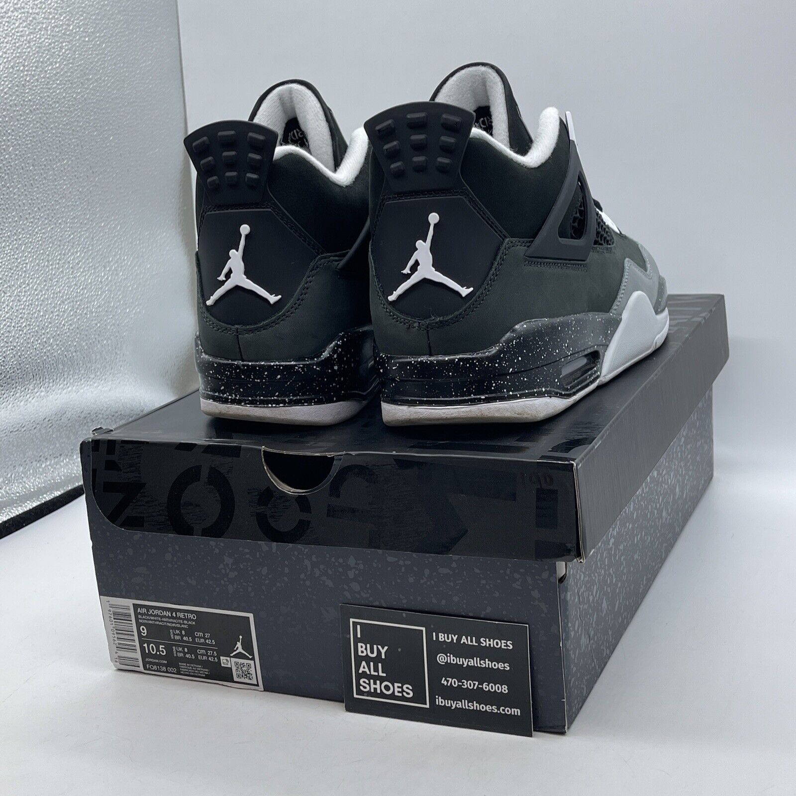 Size 9 - Air Jordan 4 Retro 2024 Fear Black Grey White Suede Leather FQ8138-002