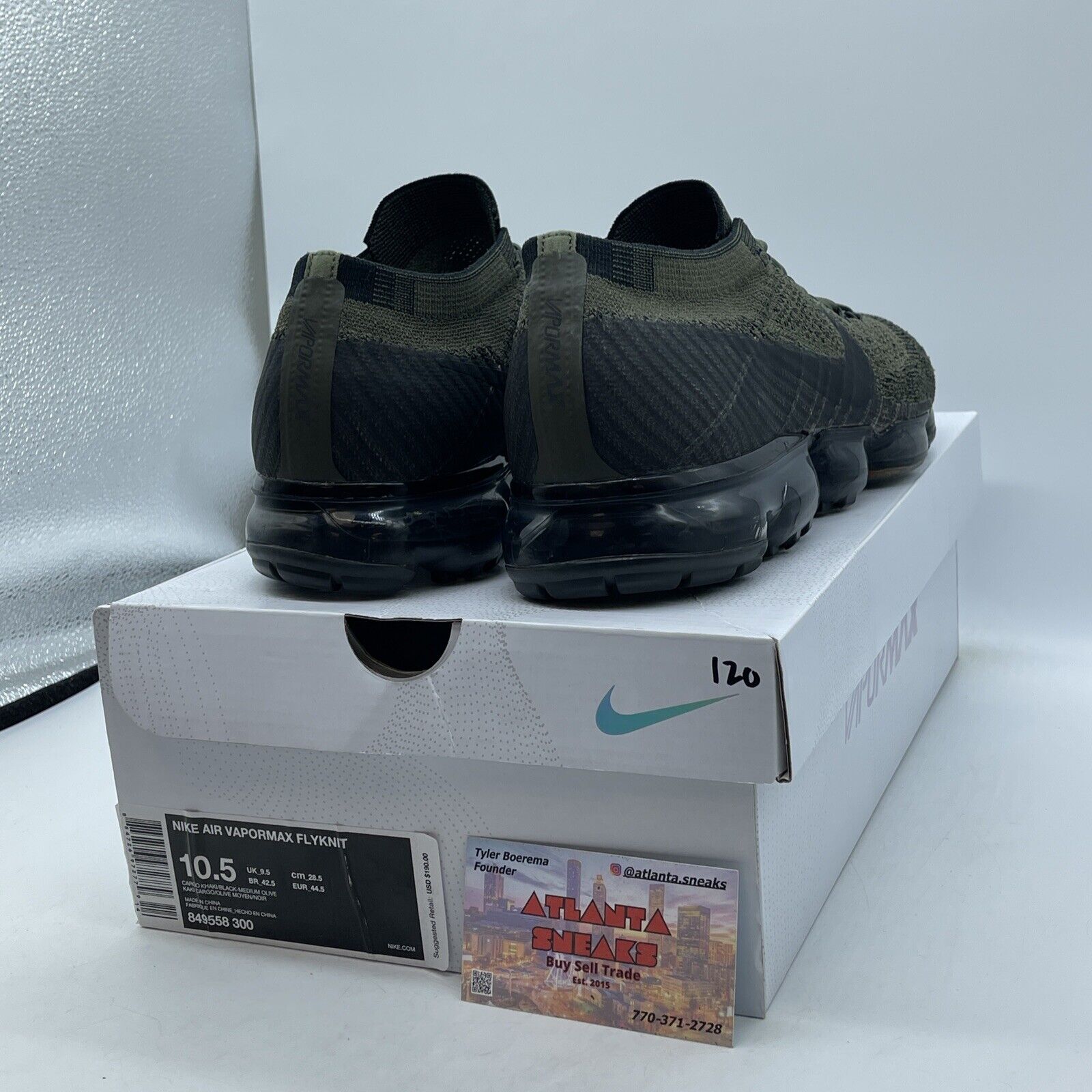 Size 10.5 - Nike Air VaporMax Cargo Khaki Green Black Suede Leather (849558-300)