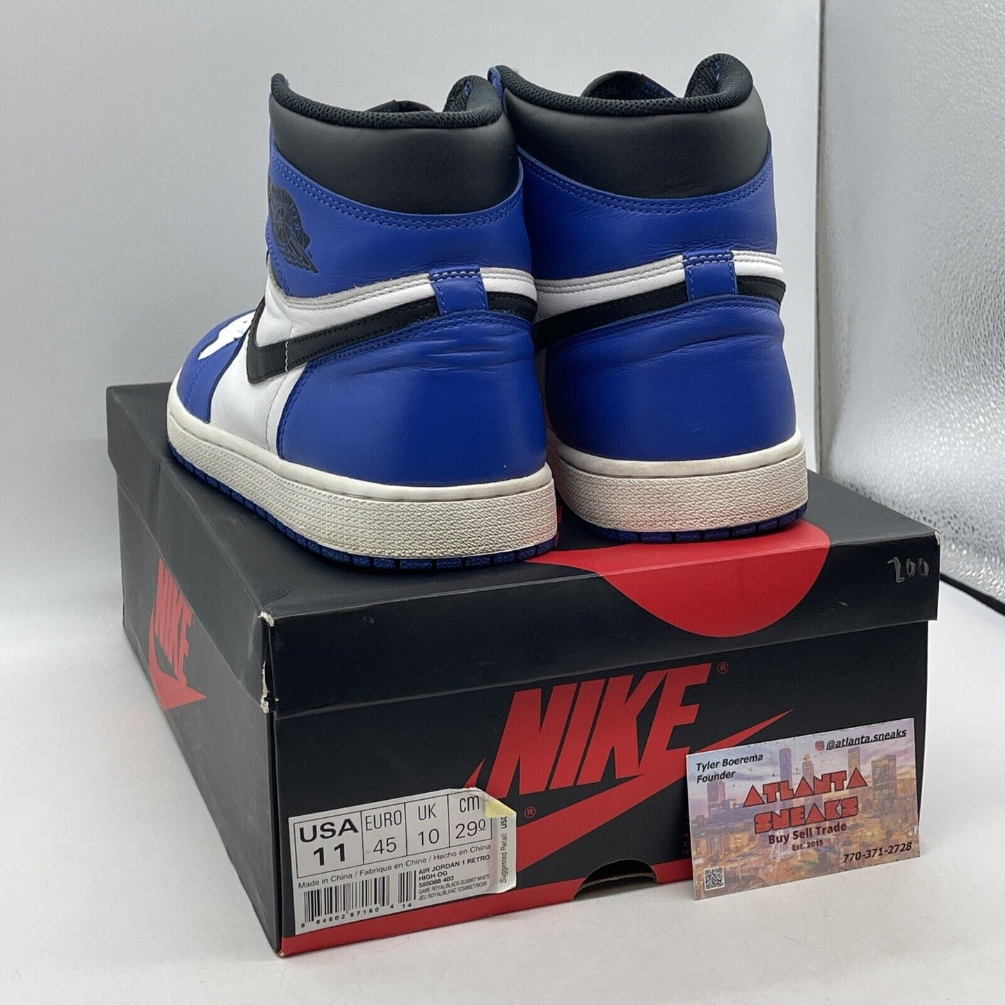 Size 11 - Jordan 1 Retro High OG Game Royal White Blue  Leather (555088-403(