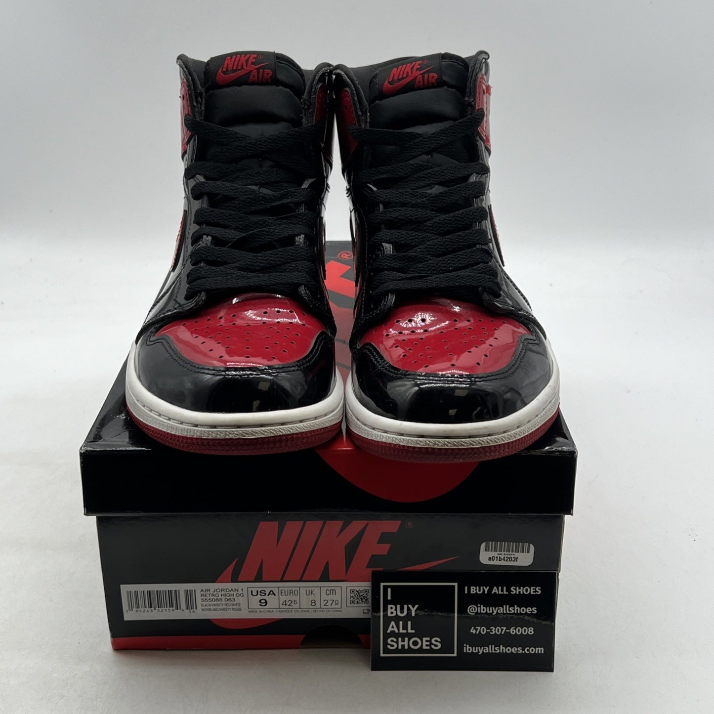 Size 9 - Air Jordan 1 Retro OG High Patent Bred (555088-063)