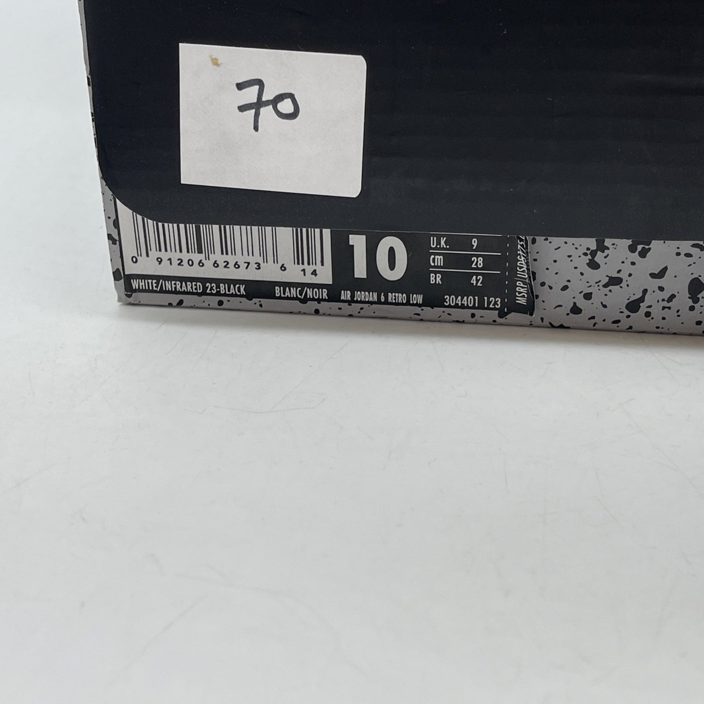 Size 10 - Air Jordan 6 Low White Infrared Black Leather (304401-123)