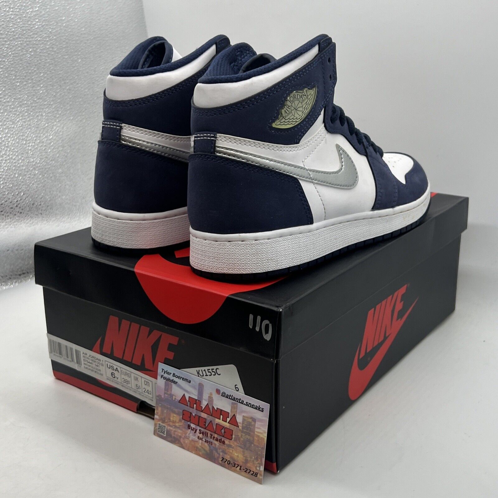 Size 6 - Jordan 1 Retro High CO.JP Midnight Navy White Leather (575441-141)