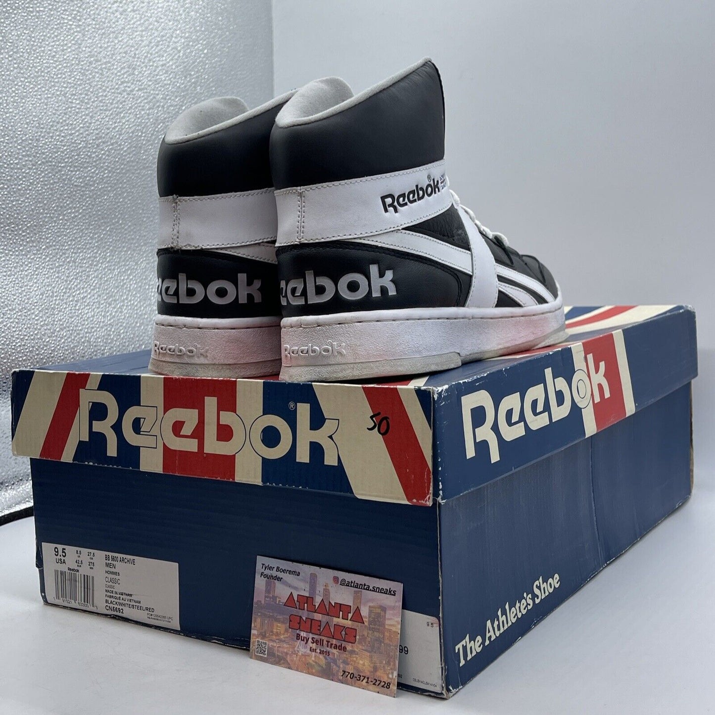 Size 9.5 - Reebok BB 5600 Archive Black White Grey Leather (CN5692)