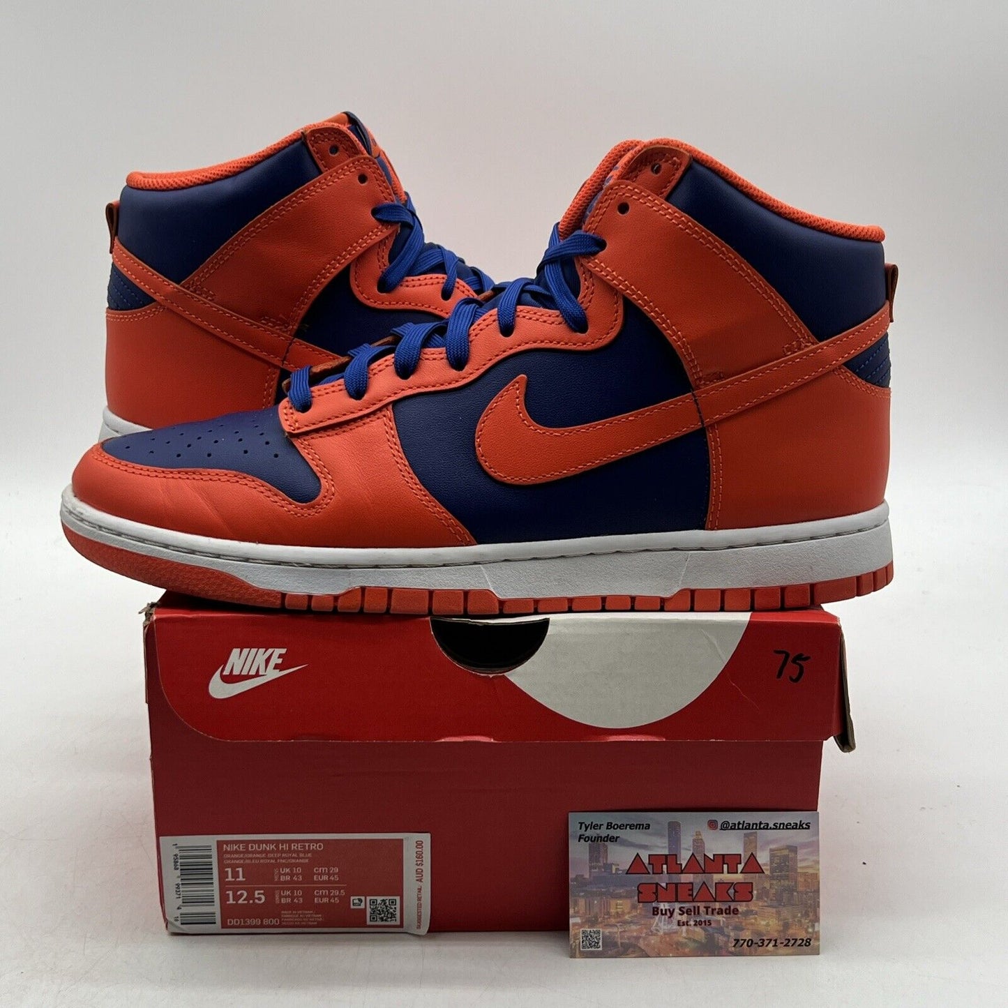 Size 11 - Nike Dunk High Knicks Blue Orange White Leather (DD1399-800)