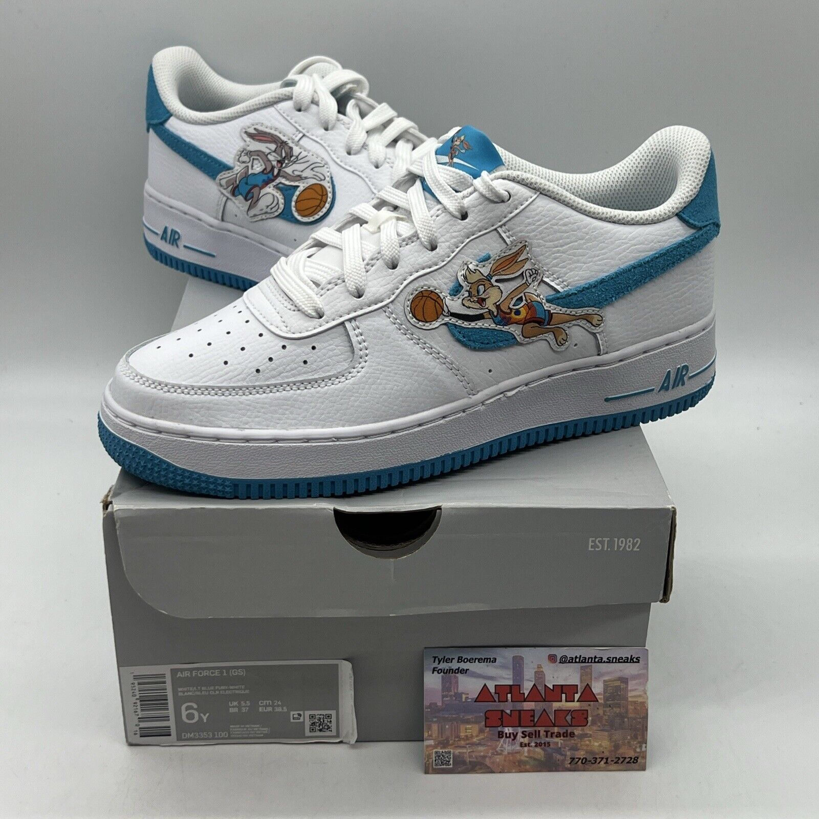 Nike Air Force 1 (GS) "Space Jam Hare" White DM3353-100 Size 6Y Brand New Og All