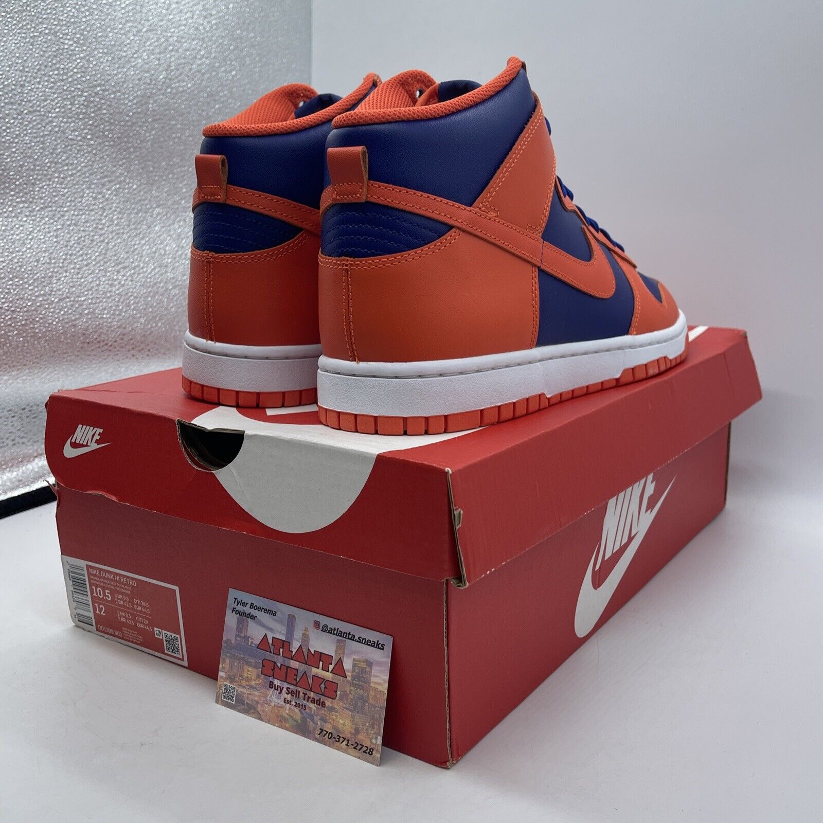 Size 10.5 - Nike Dunk High Knicks Orange White Blue Leather (DD1399-800)