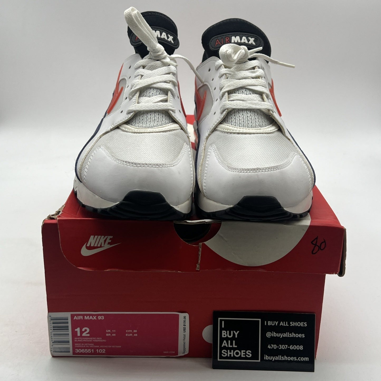 Size 12 - Nike Air Max 93 OG Flame Red (306551-102)