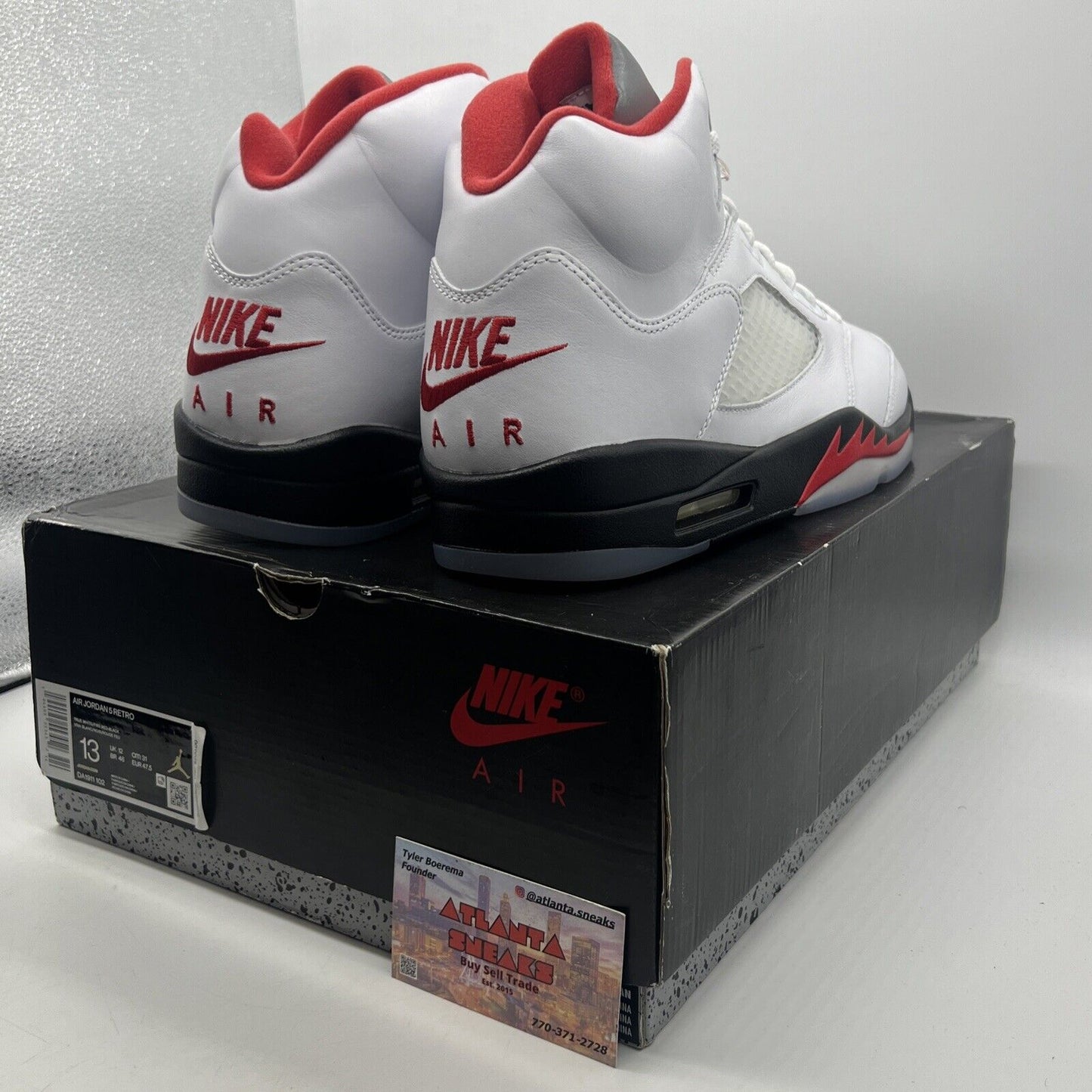 Size 13 - Jordan 5 Retro Mid Fire Red White Black Leather Icey (DA1911-102)