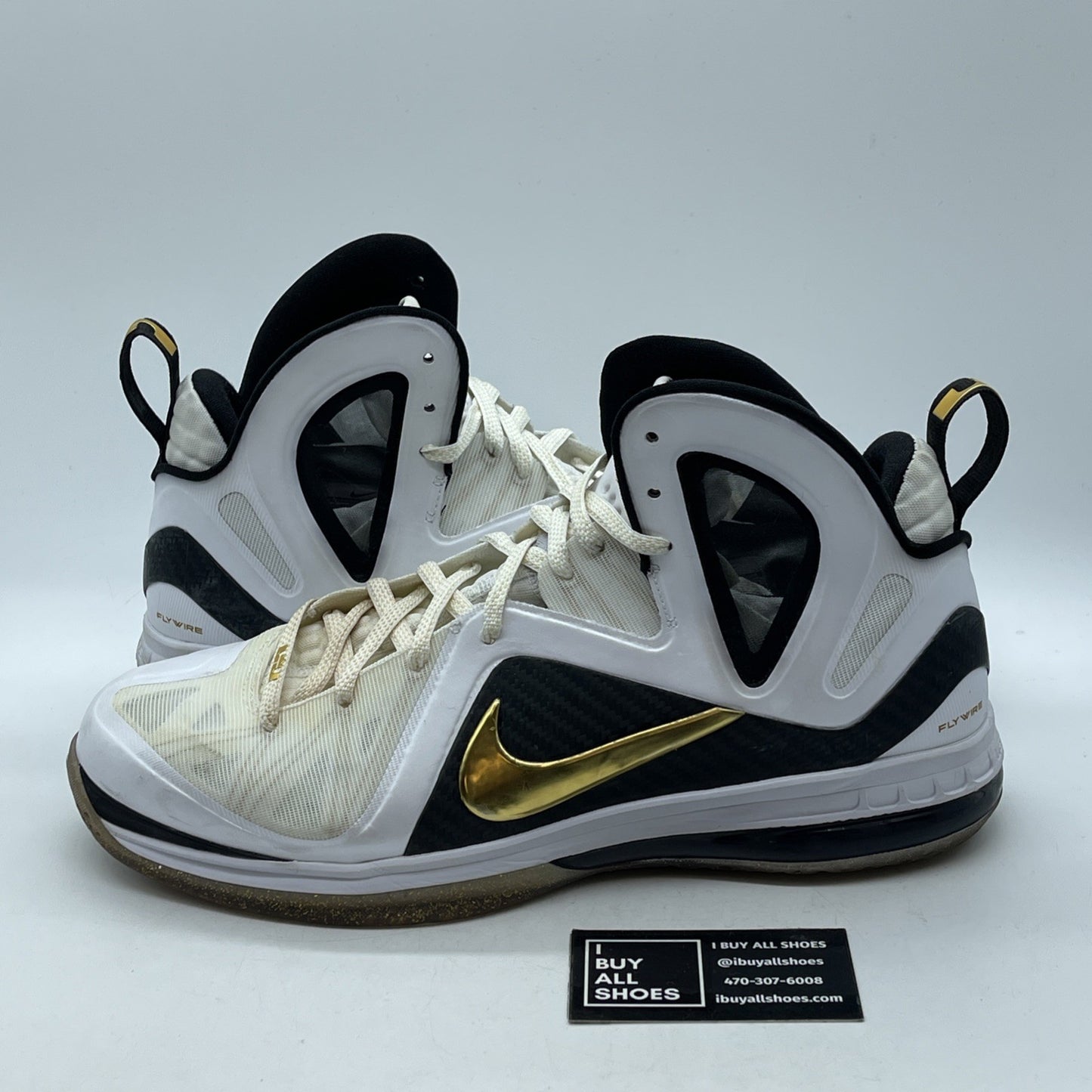 Size 13 - Nike LeBron 9 P.S. Elite Home White Gold Leather (516958-100)