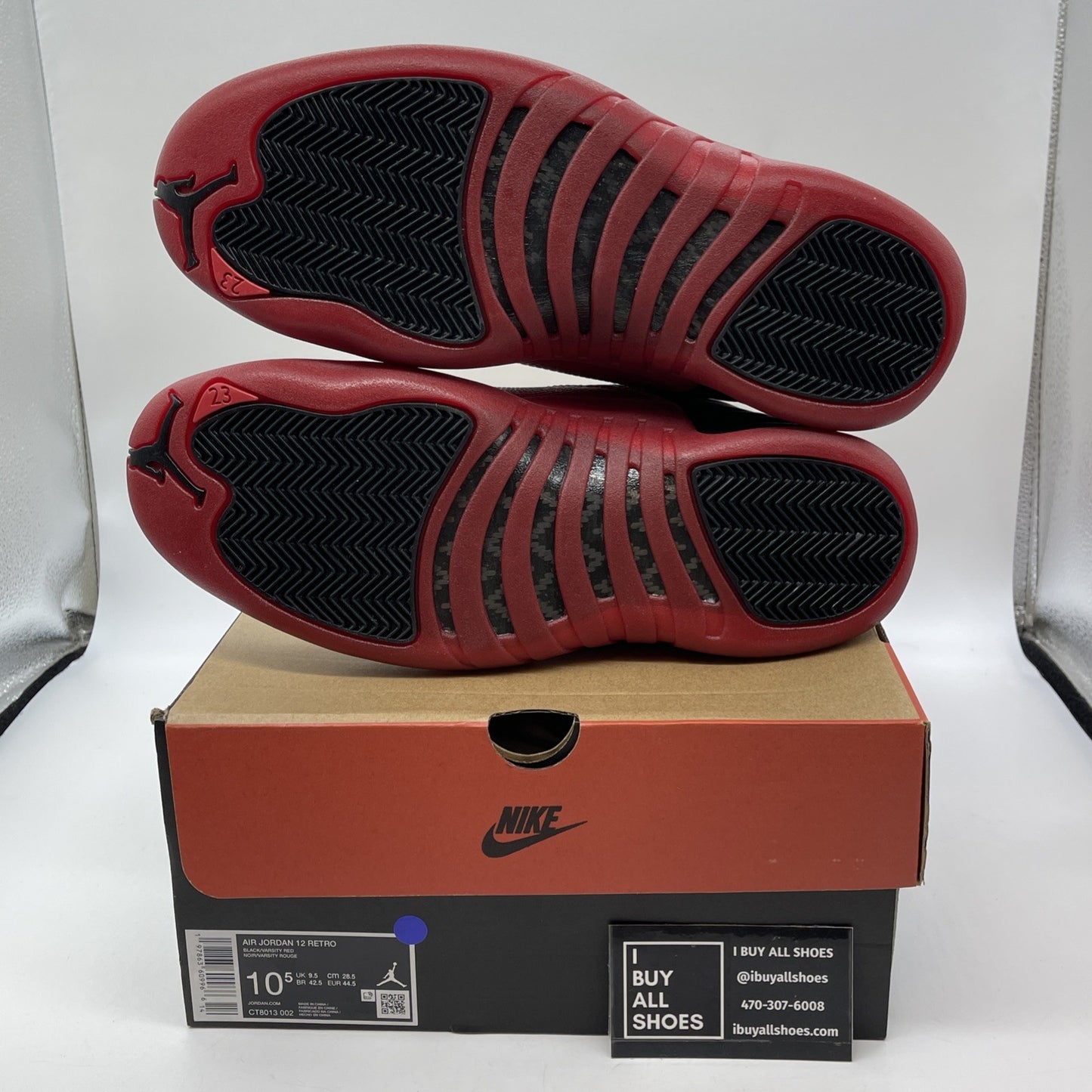 Size 10.5 - Air Jordan 12 Retro 2025 Flu Game Black Red Leather (CT8013-002)