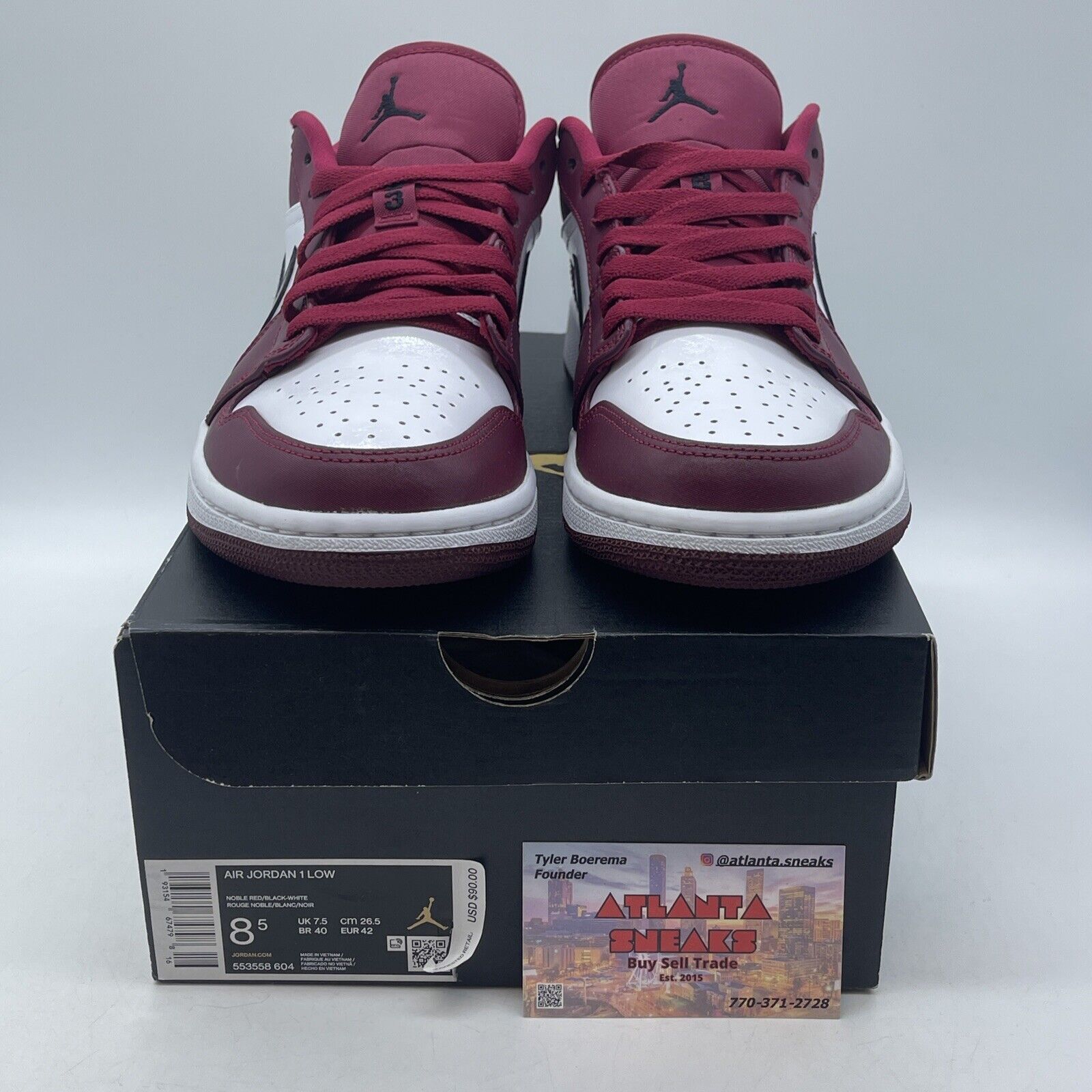 Size 8.5 - Air Jordan 1 Low Noble Red White Black (553558-604)