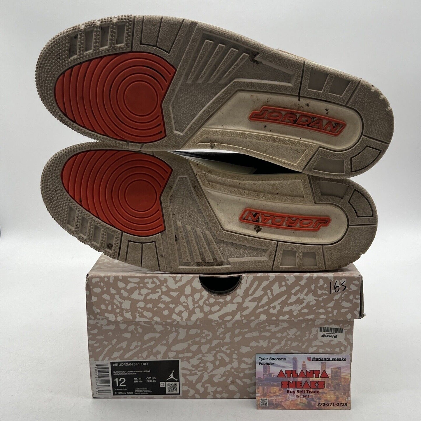 Size 12 - Jordan 3 Retro Mid Desert Elephant Black Leather White (CT8532-008)