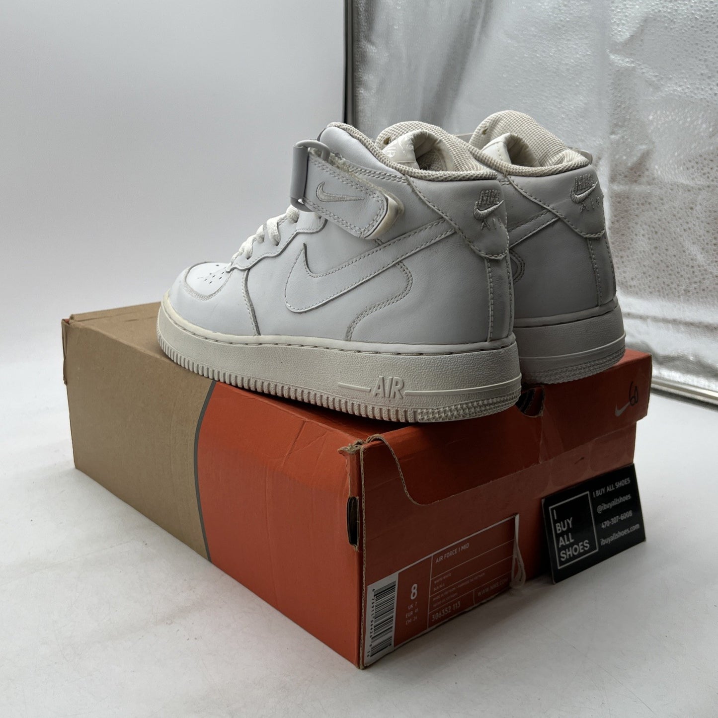 Size 8 - Nike Air Force 1 Mid White (306352-113)