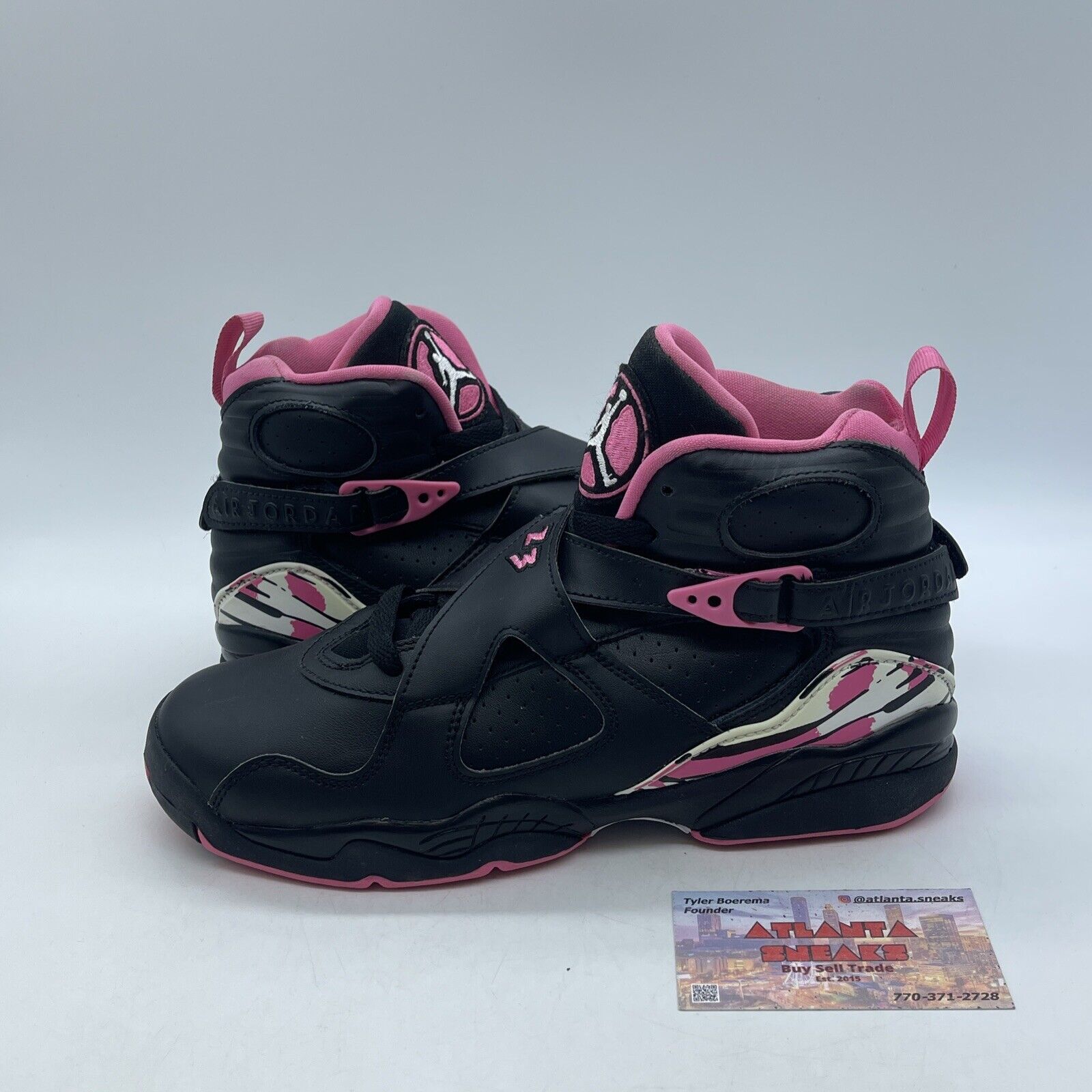 Size 6.5Y (GS) - Jordan 8 Retro High Pinksicle White Black Leather (580528-006)