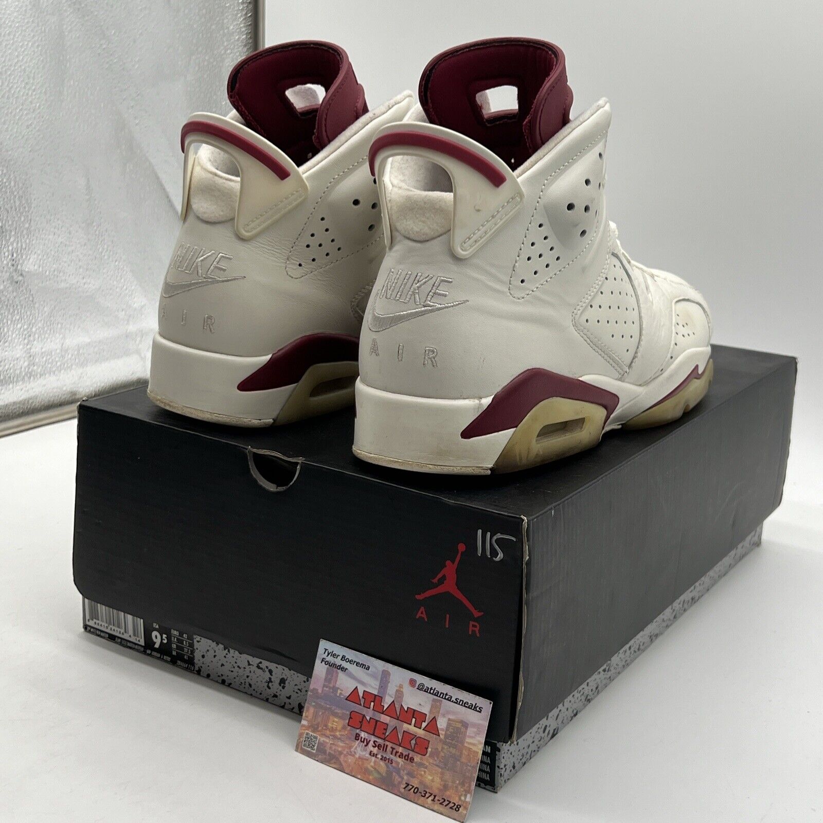 Size 9.5 - Air Jordan 6 Retro 2015 Maroon White Leather (384664-116)