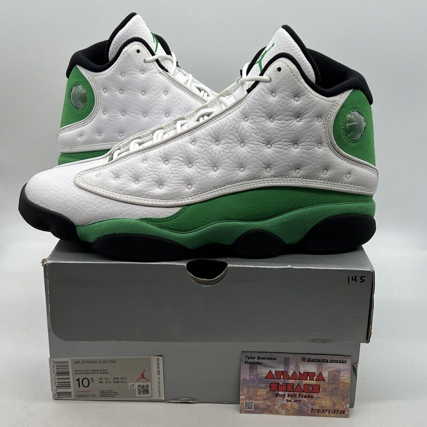 Size 10.5 - Jordan 13 Retro Lucky Green 2020 - White Green Suede  (DB6537-113)