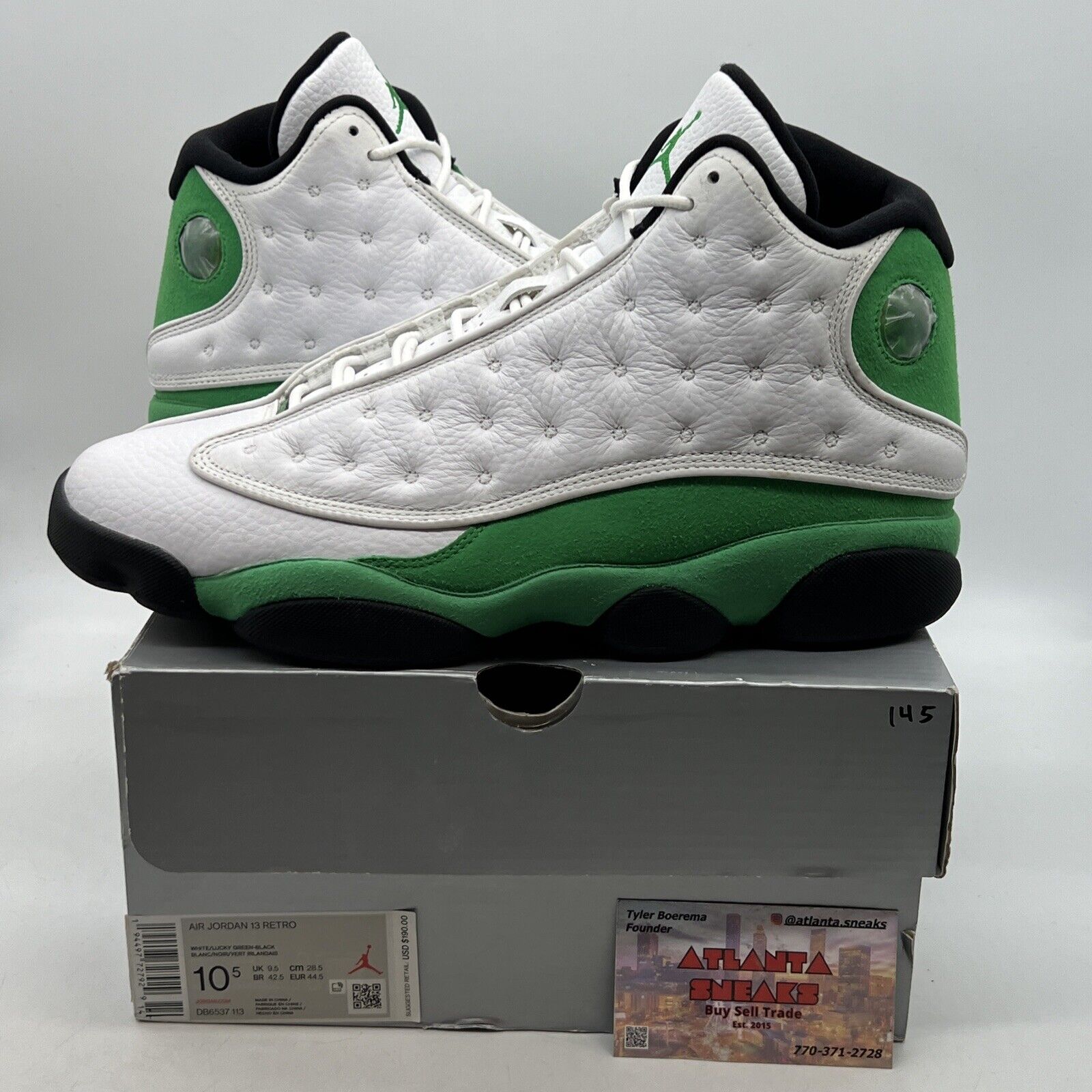 Size 10.5 - Jordan 13 Retro Lucky Green 2020 - White Green Suede  (DB6537-113)