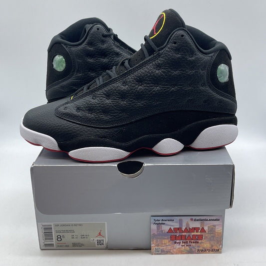 Size 8.5 - Jordan 13 Retro Mid Playoff Black White Red Suede (414571-062)