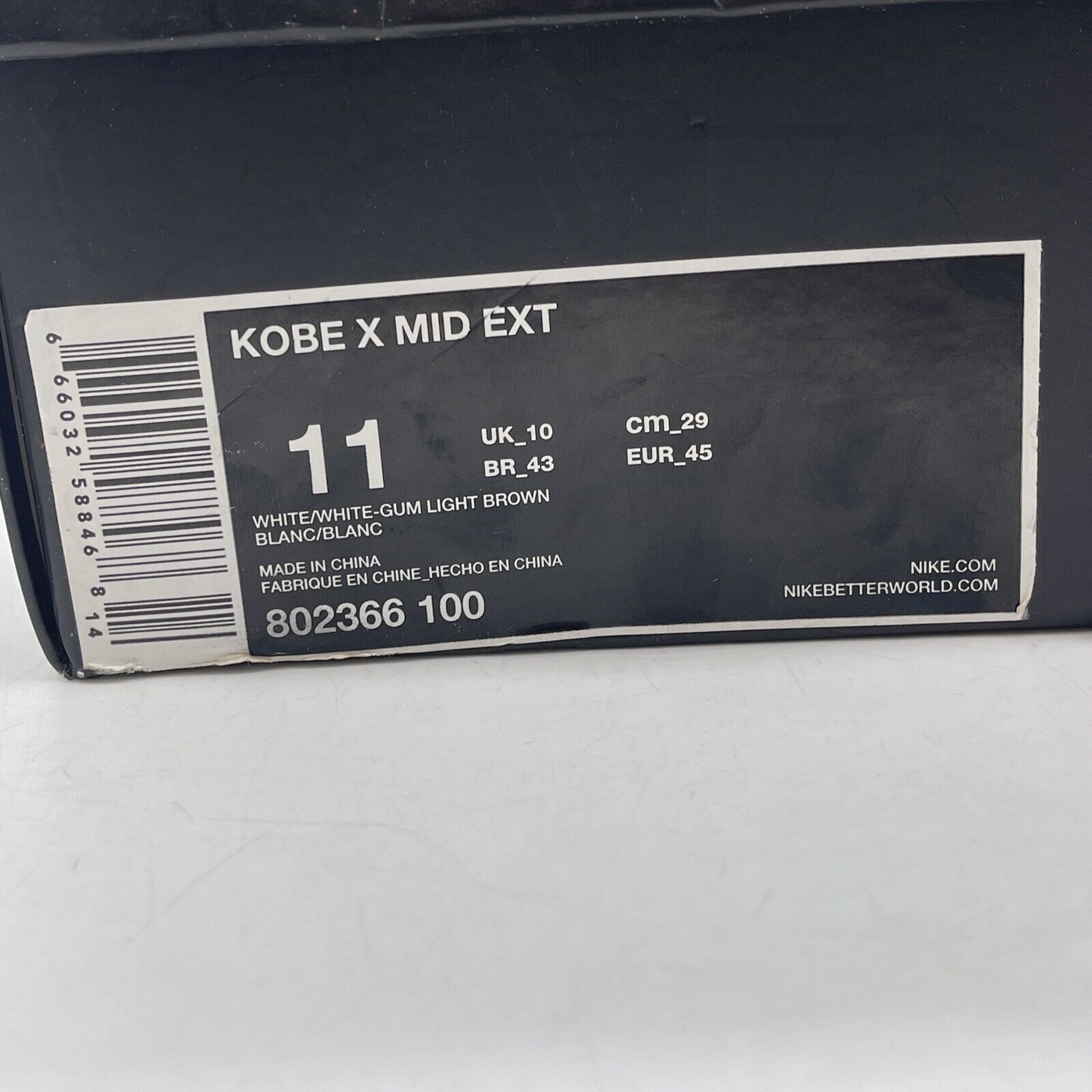 Size 11 - Nike Kobe 10 EXT Mid White Gum Gold Leather (802366-100)